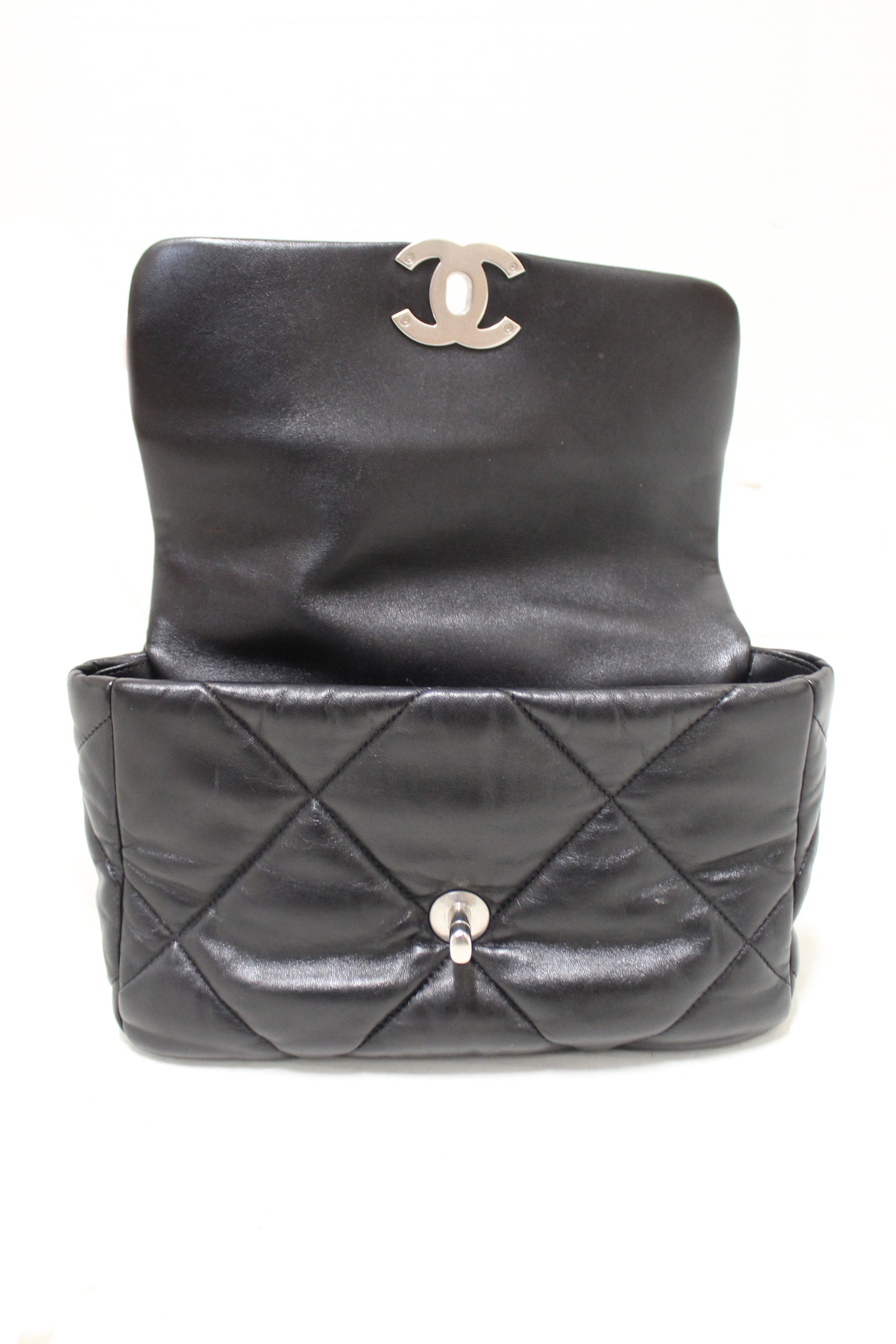 Chanel 19 Medium Black Quilted Lambskin Leather Shoulder Crossbody Bag