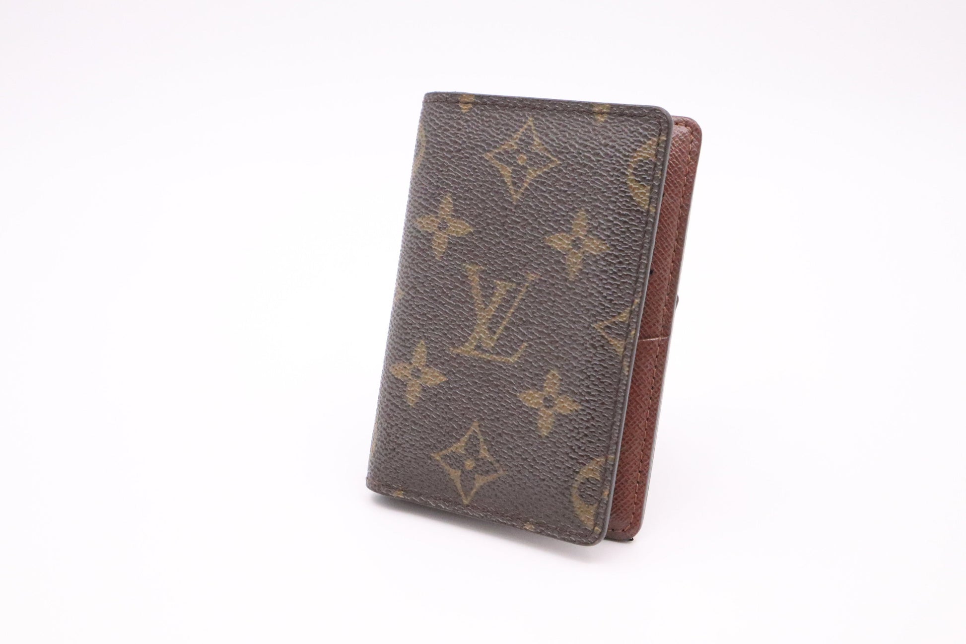 Louis Vuitton Porte Cartes Pass Vertical Card Holder Monogram Canvas Wallet Case