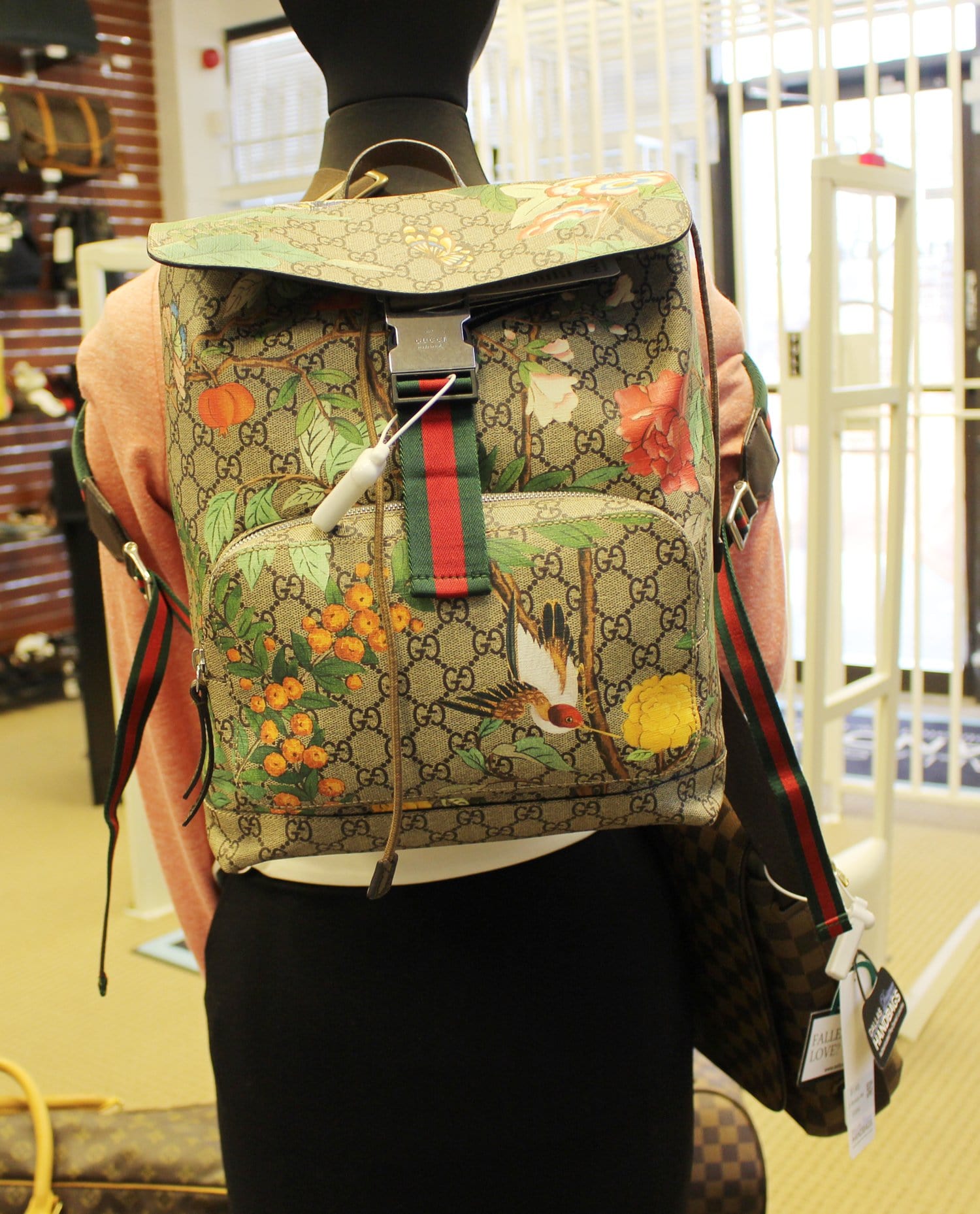 Gucci Coated Blooms Backpack Canvas Beige