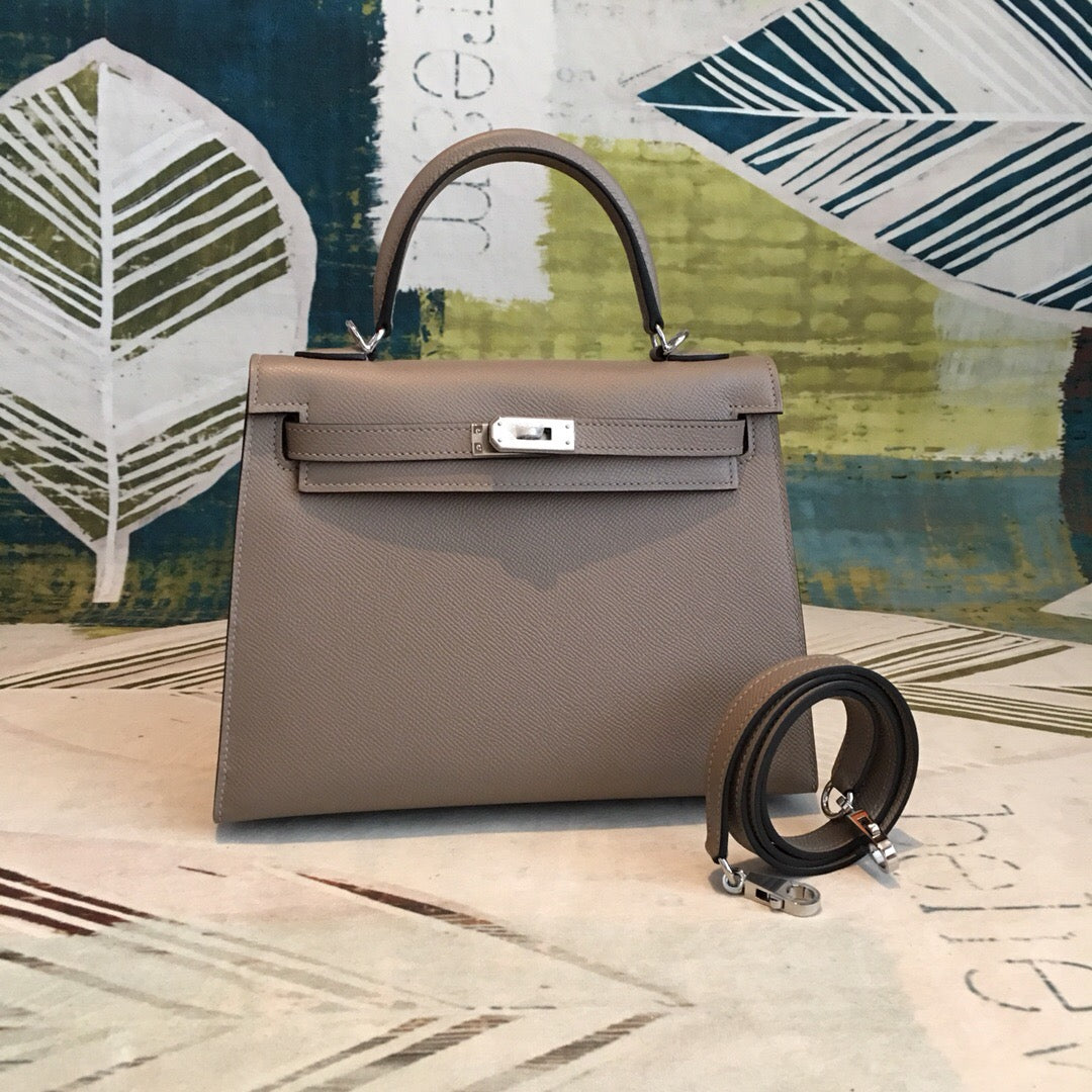 Top Quality Kelly Sellier Epsom Gris Asphalt Shoulder Bag