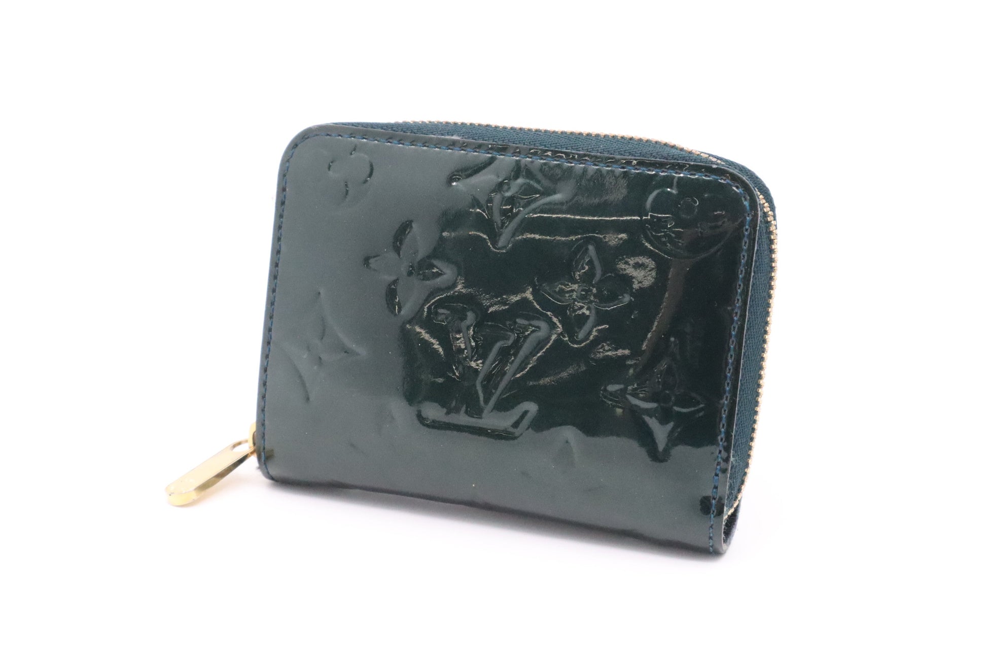 Louis Vuitton Zippy Coin Vernis Leather Green Wallet Case