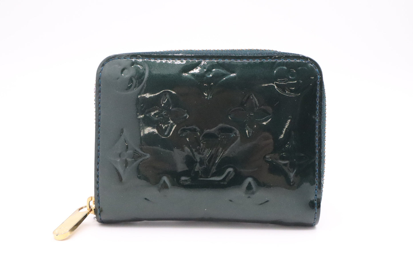 Louis Vuitton Zippy Coin Vernis Leather Green Wallet Case