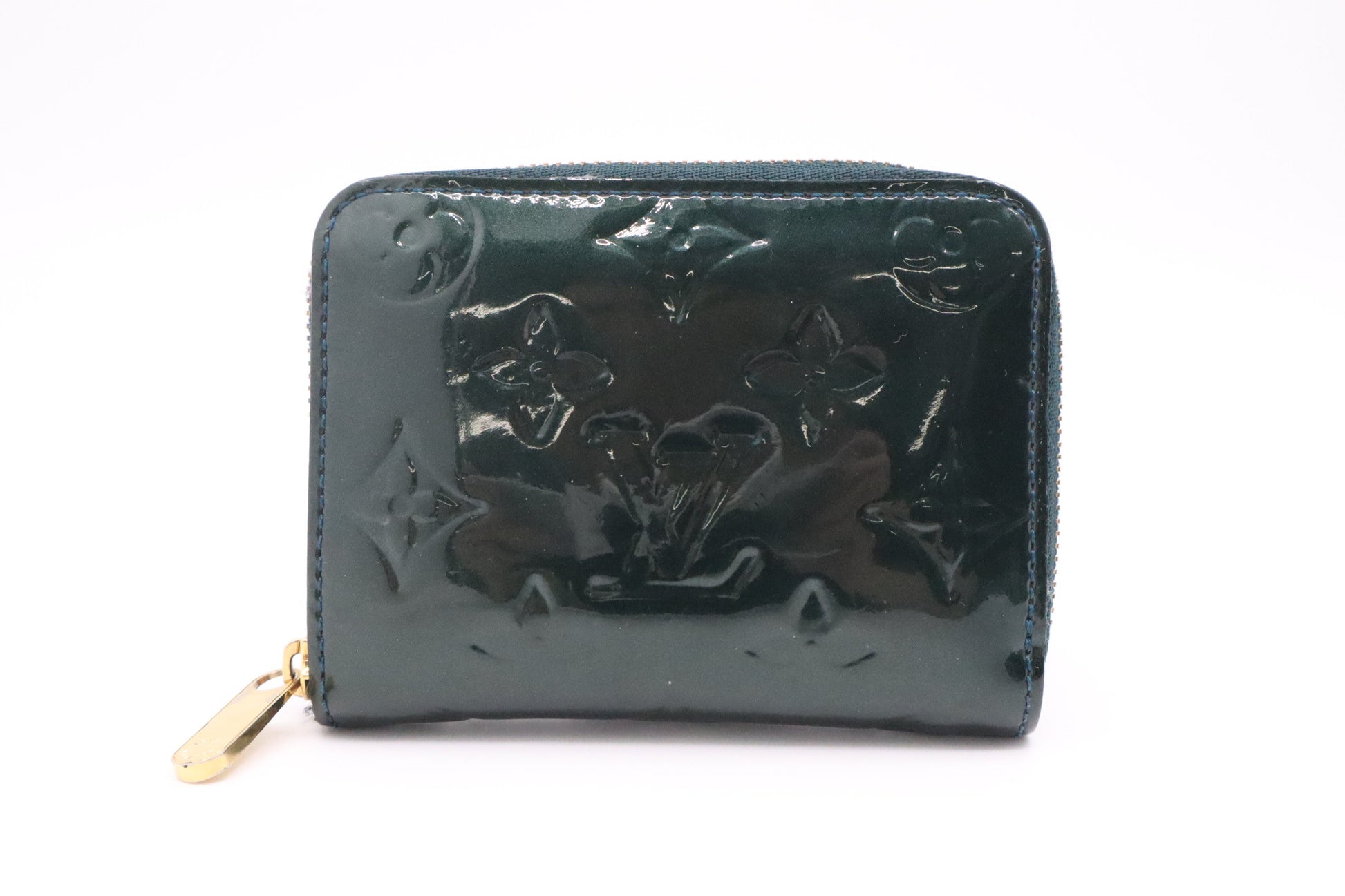 Louis Vuitton Zippy Coin Vernis Leather Green Wallet Case
