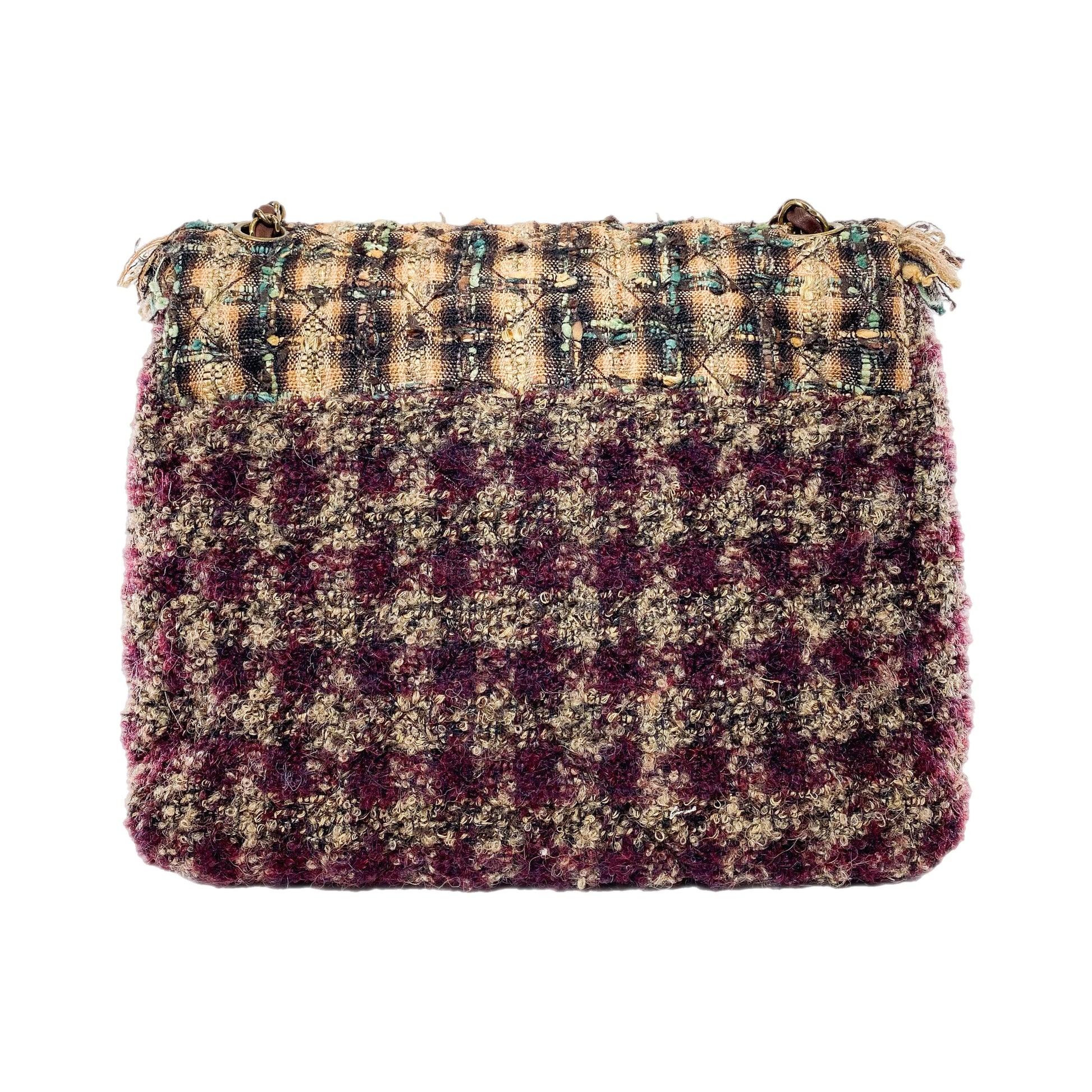 Chanel Multicolor Quilted Tweed Single Flap Bag