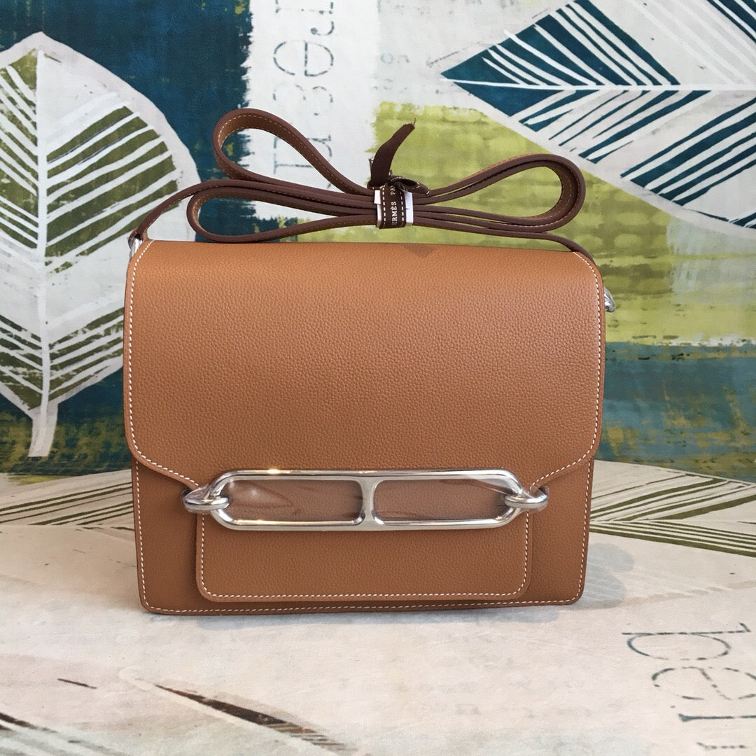 Top Quality Evercolor Sac Roulis Palladium Hardware Brown Mini Travel Bag