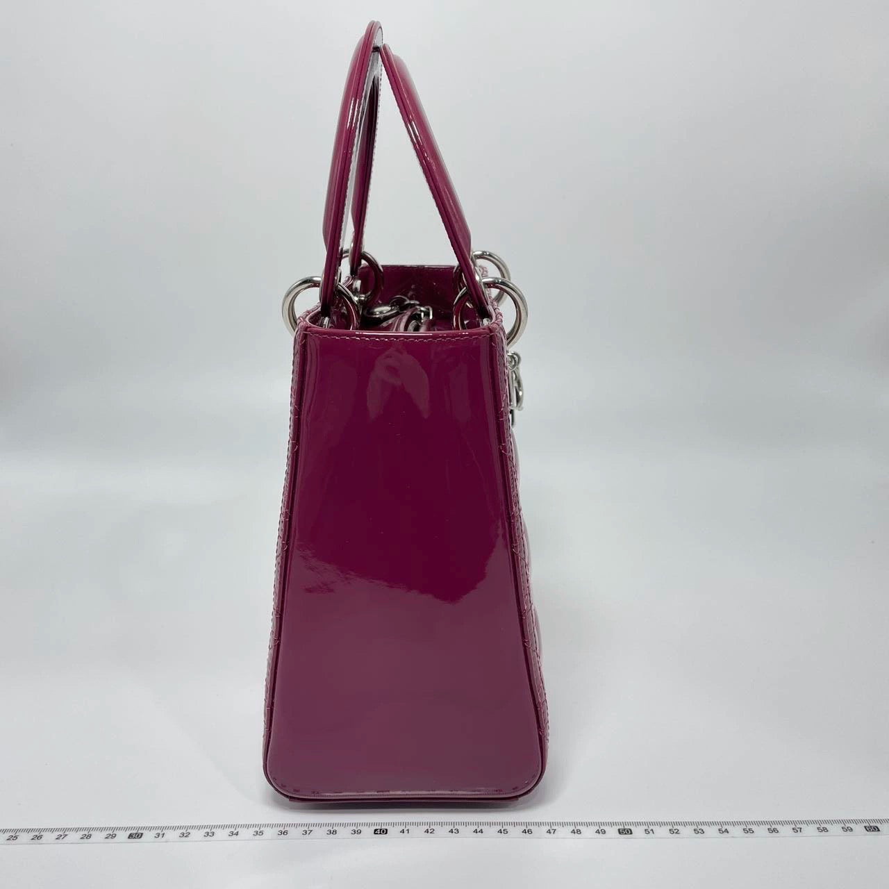 Dior Lady Purple Patent Handbag Leather Medium Travel Bag