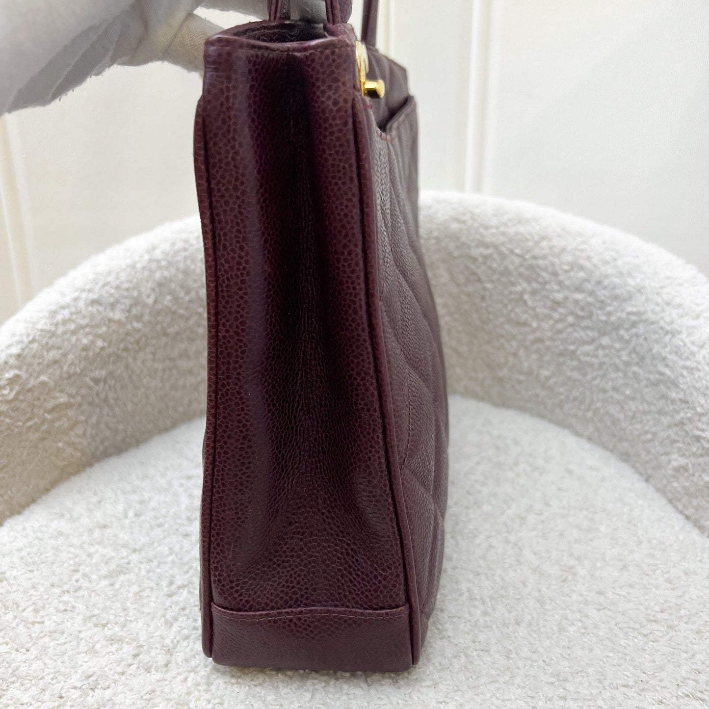 Chanel   Shoulder Tote Bag in Dark Burgundy Red Caviar GHW