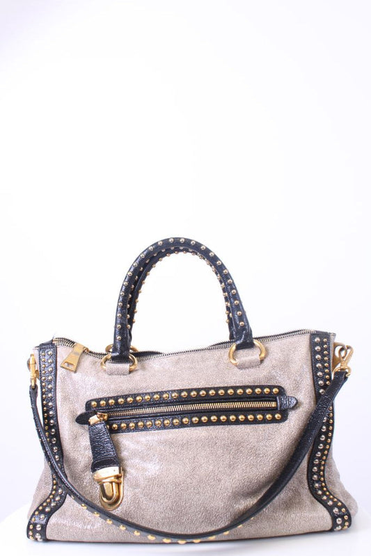 Prada Handbag Cruele Studded Black Gold