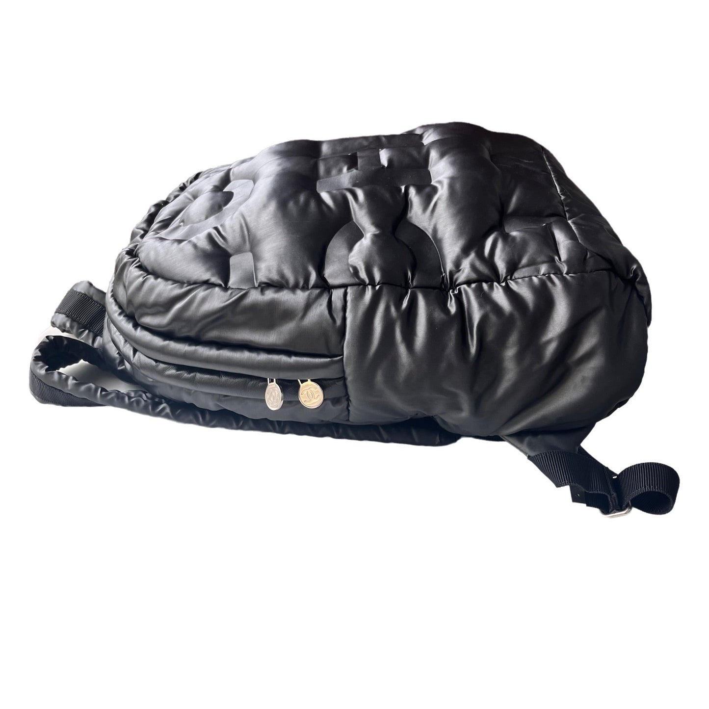Chanel Doudoune Backpack Embossed Nylon Black