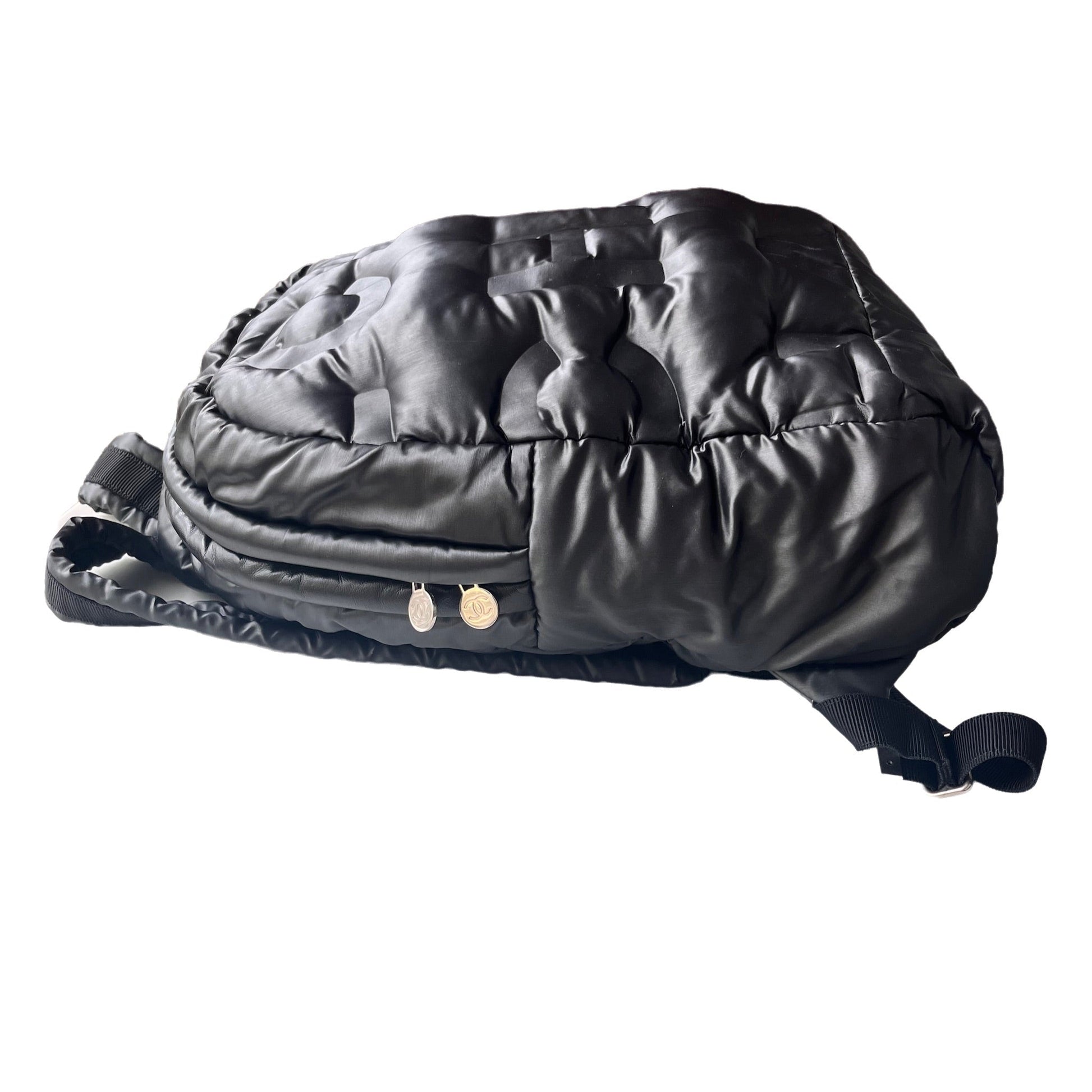 Chanel Doudoune Backpack Embossed Nylon Black