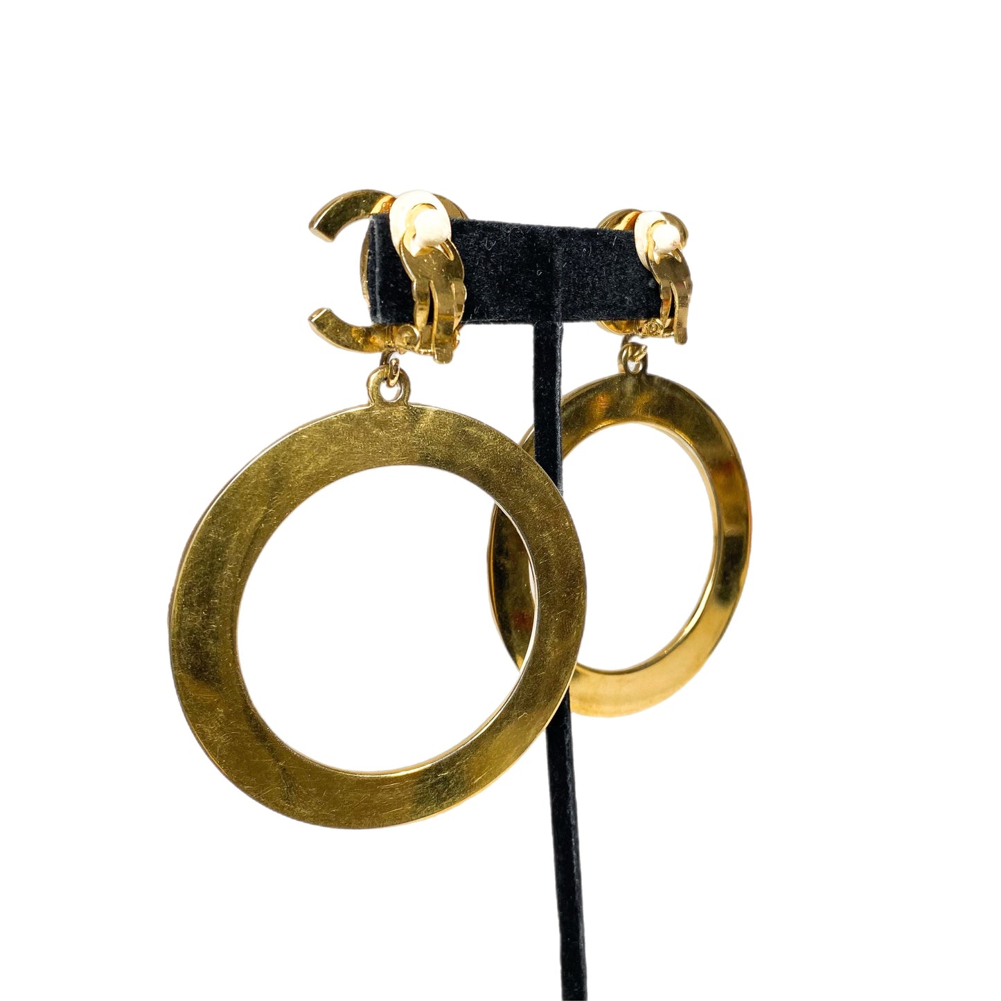 Chanel Gold CC Circle   Drop Clip On Earrings