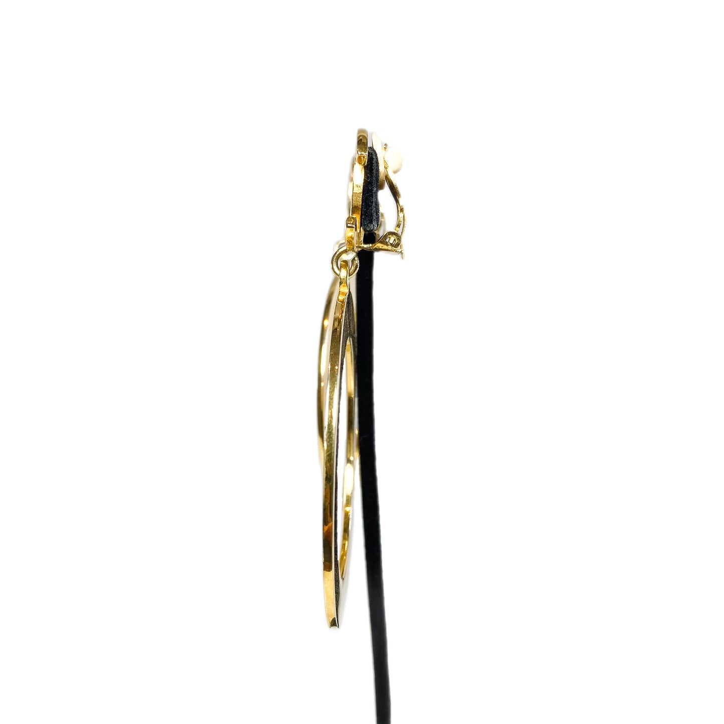 Chanel Gold CC Circle   Drop Clip On Earrings