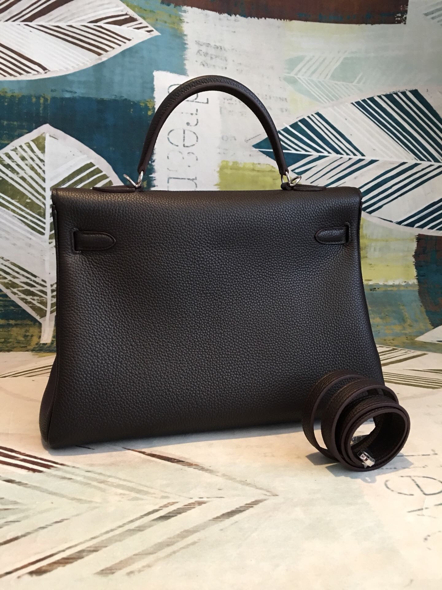 Top Quality Kelly Retourne Togo Pallatop Qualityum Black Travel Bag