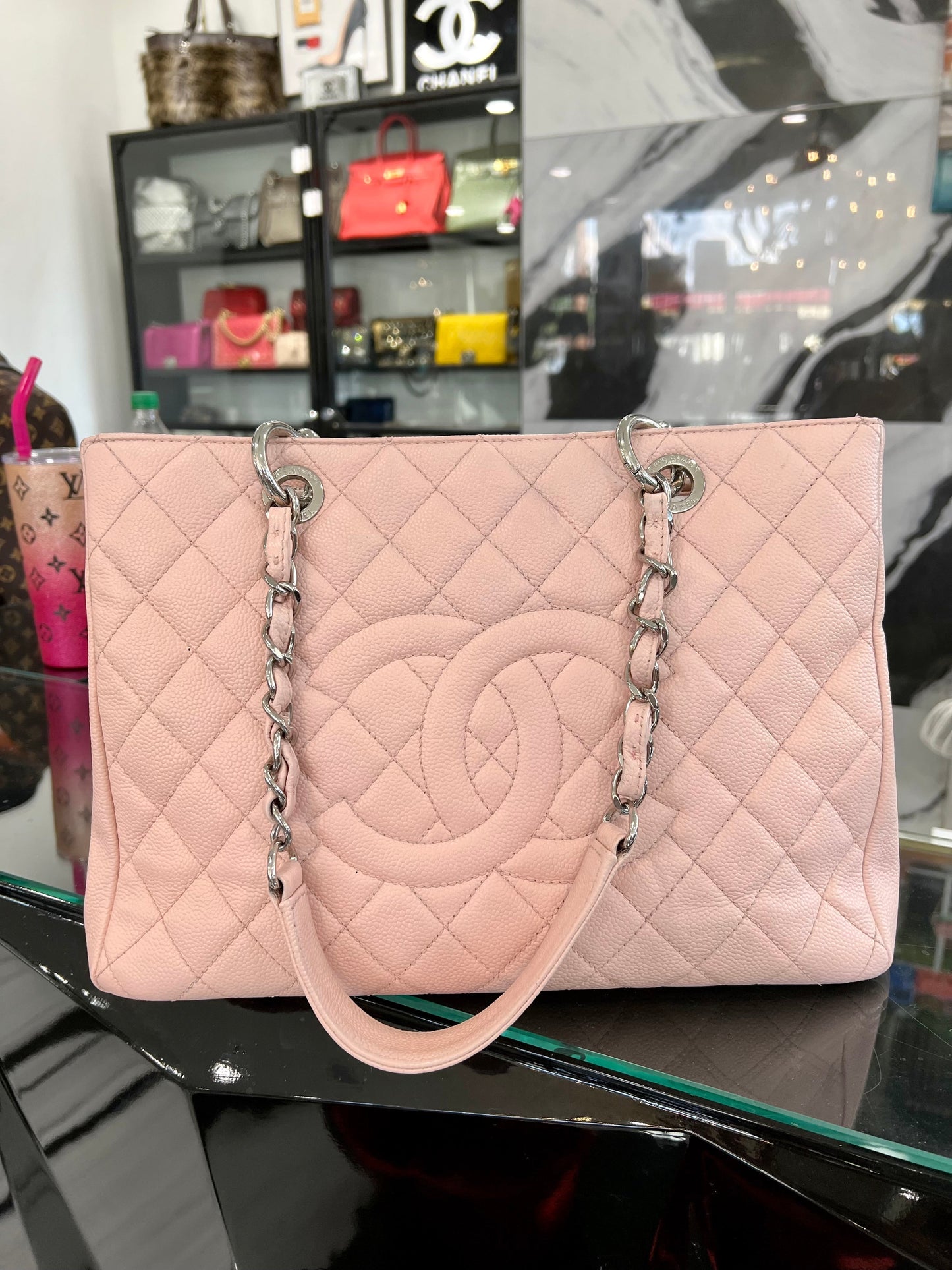 Chanel Caviar Quilted Grand Shopping GST Blush Tote Bag