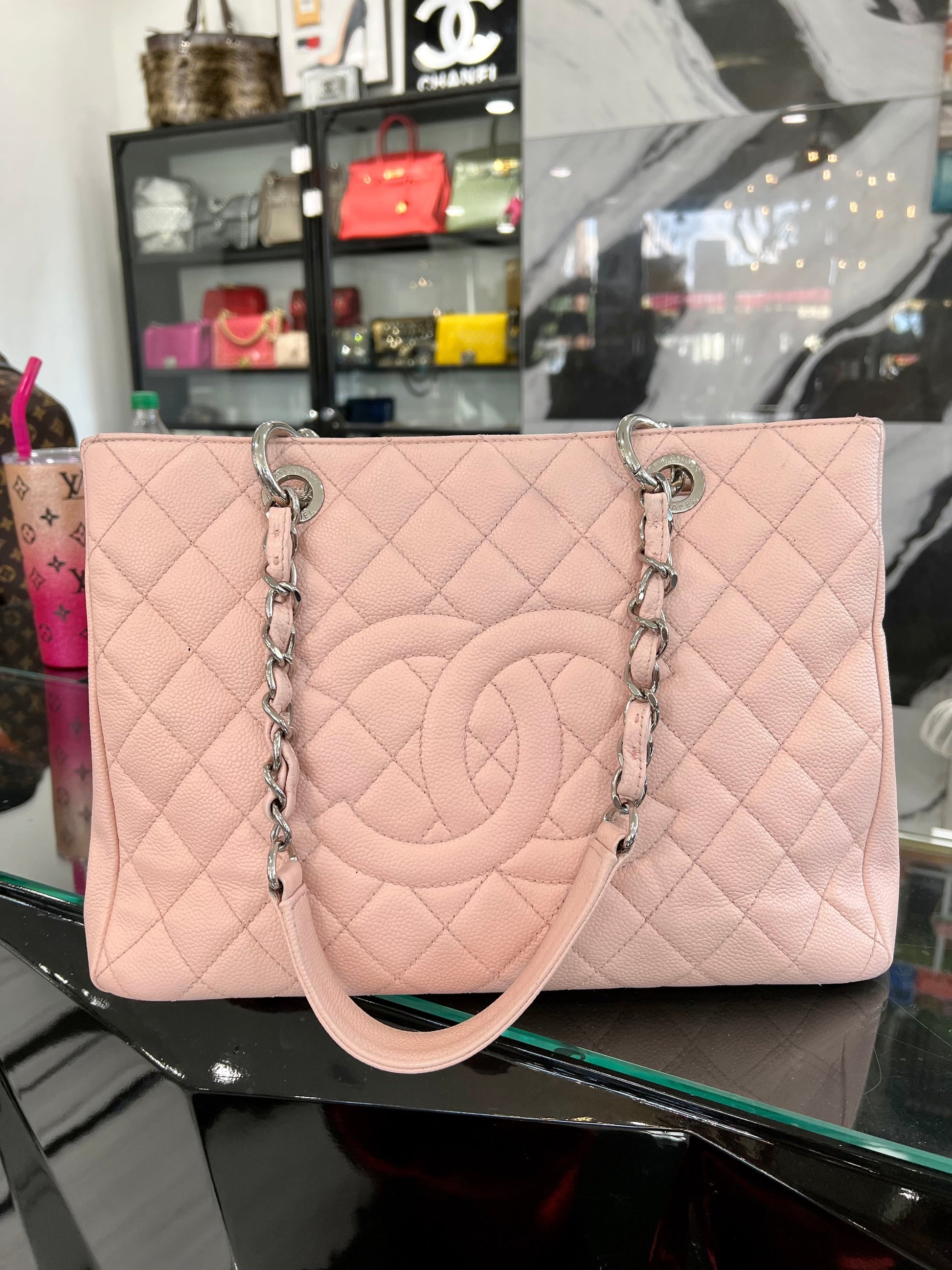 Chanel Caviar Quilted Grand Shopping GST Blush Tote Bag