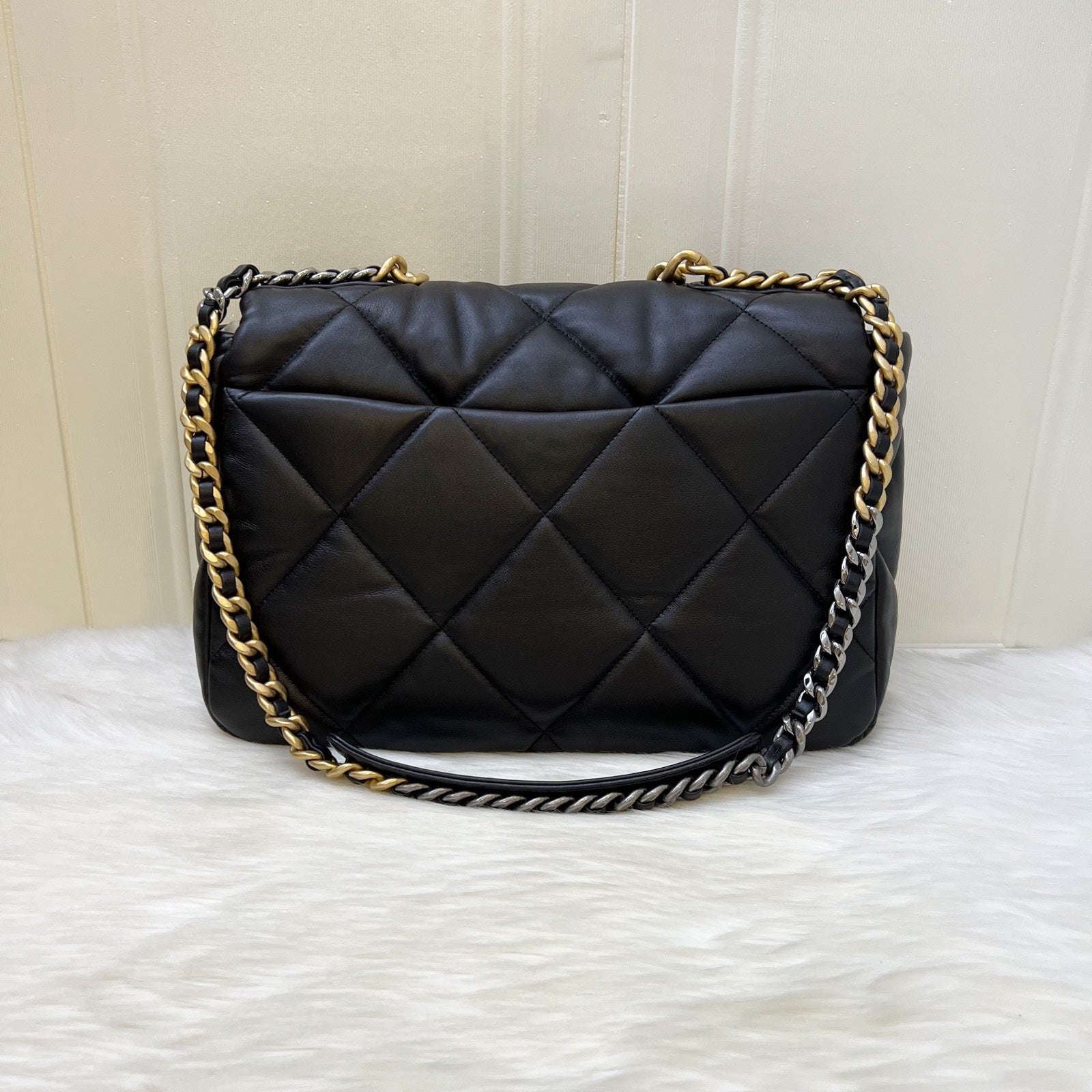 Chanel 19 Maxi Flap in Black Lambskin and 3 Tone Hw ( ) Handbag