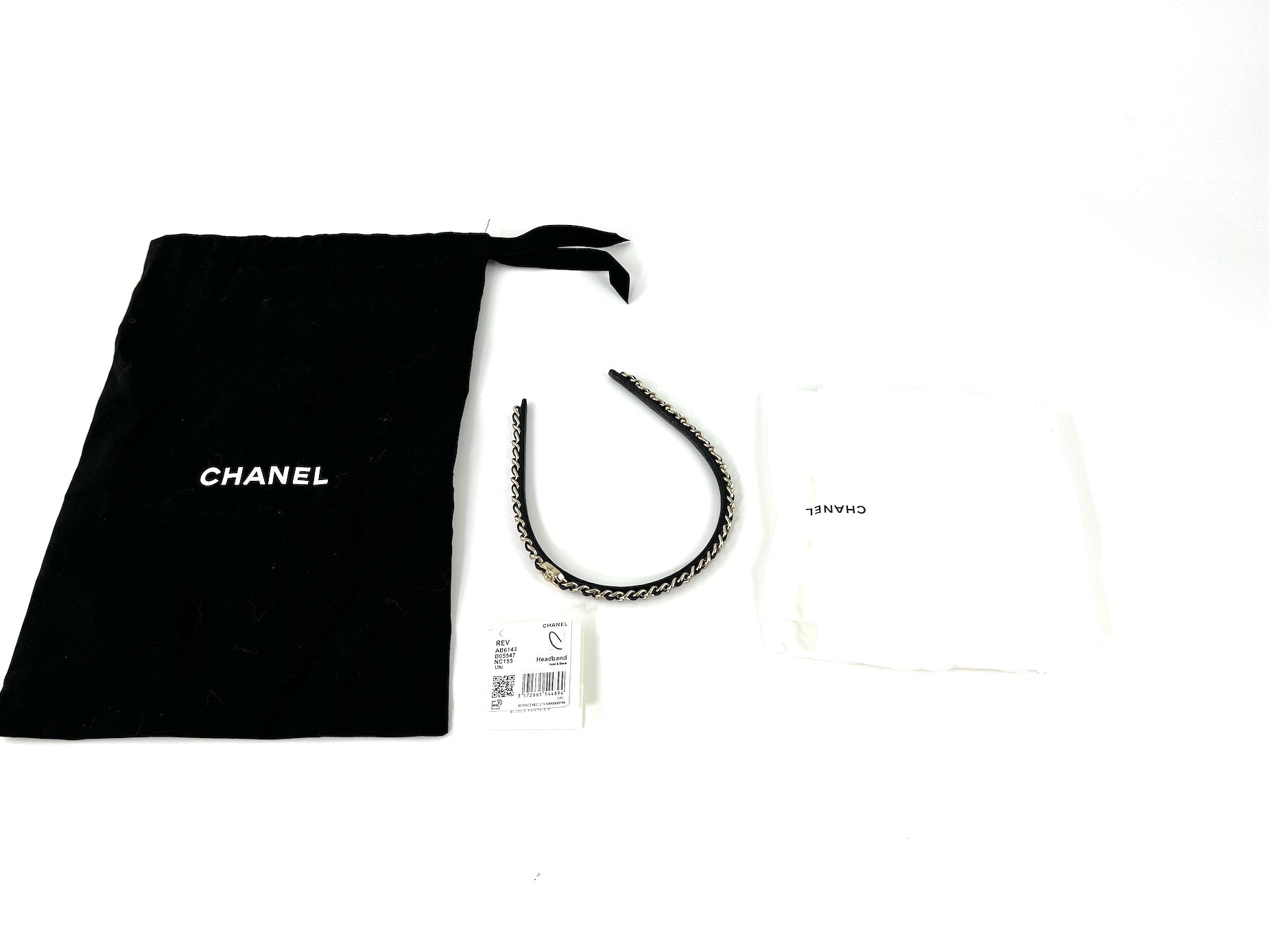 Chanel Hollywood Hills Black Chain Link Leather Cc Logo Headband Bag