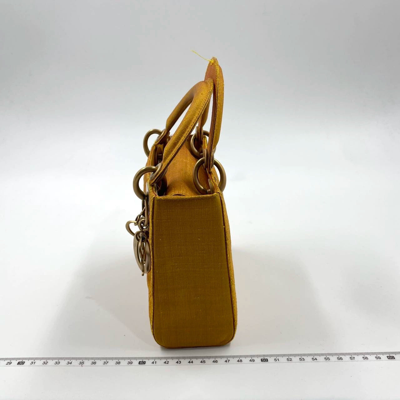 Dior Lady Mustard Yellow Silk Cannage Handbag Mini Travel Bag