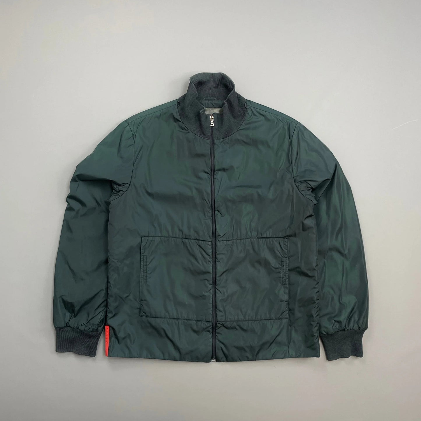 Prada Handbag Sport Teal Padded Wool-Trimmed Liner Jacket Nylon