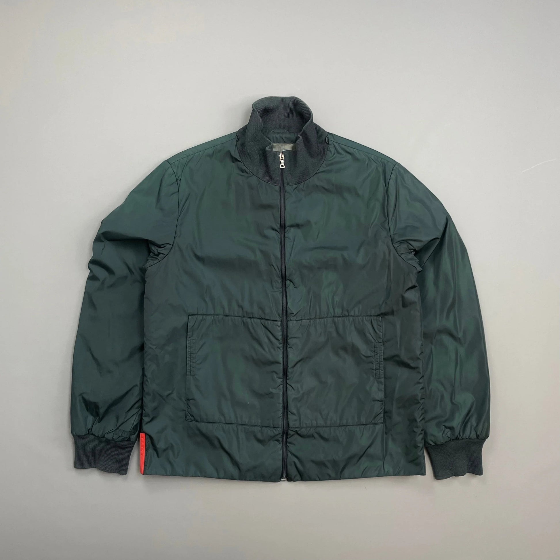 Prada Handbag Sport Teal Padded Wool-Trimmed Liner Jacket Nylon
