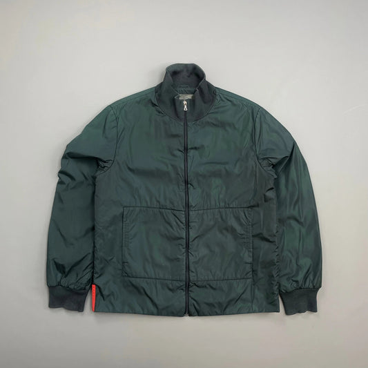 Prada Handbag Sport Teal Padded Wool-Trimmed Liner Jacket Nylon