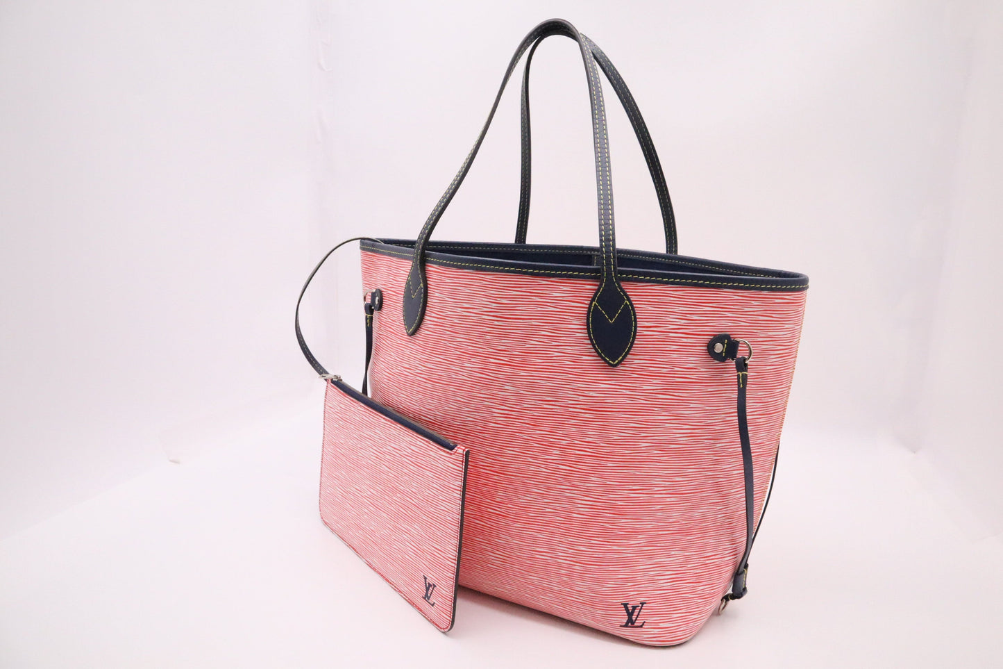 Louis Vuitton Neverfull MM Denim Rouge Epi Leather Tote Bag