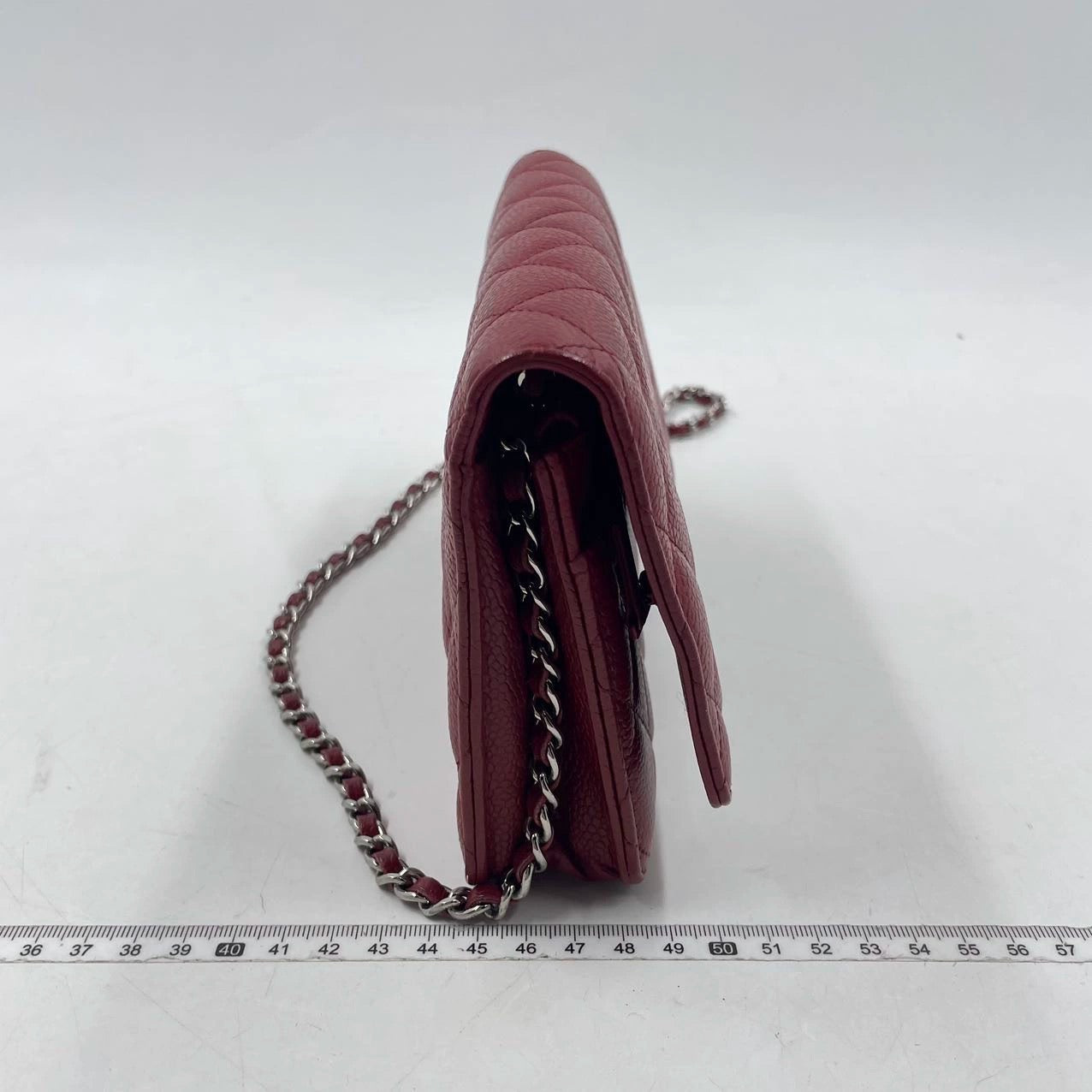 Chanel on Classic Flap Caviar Red Leather Wallet Case