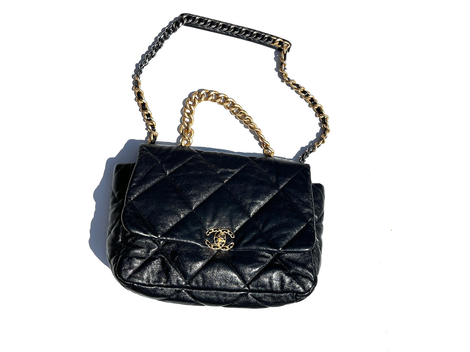 Chanel 19 Black Goatskin 2020 Chain Quilted Maxi Bag