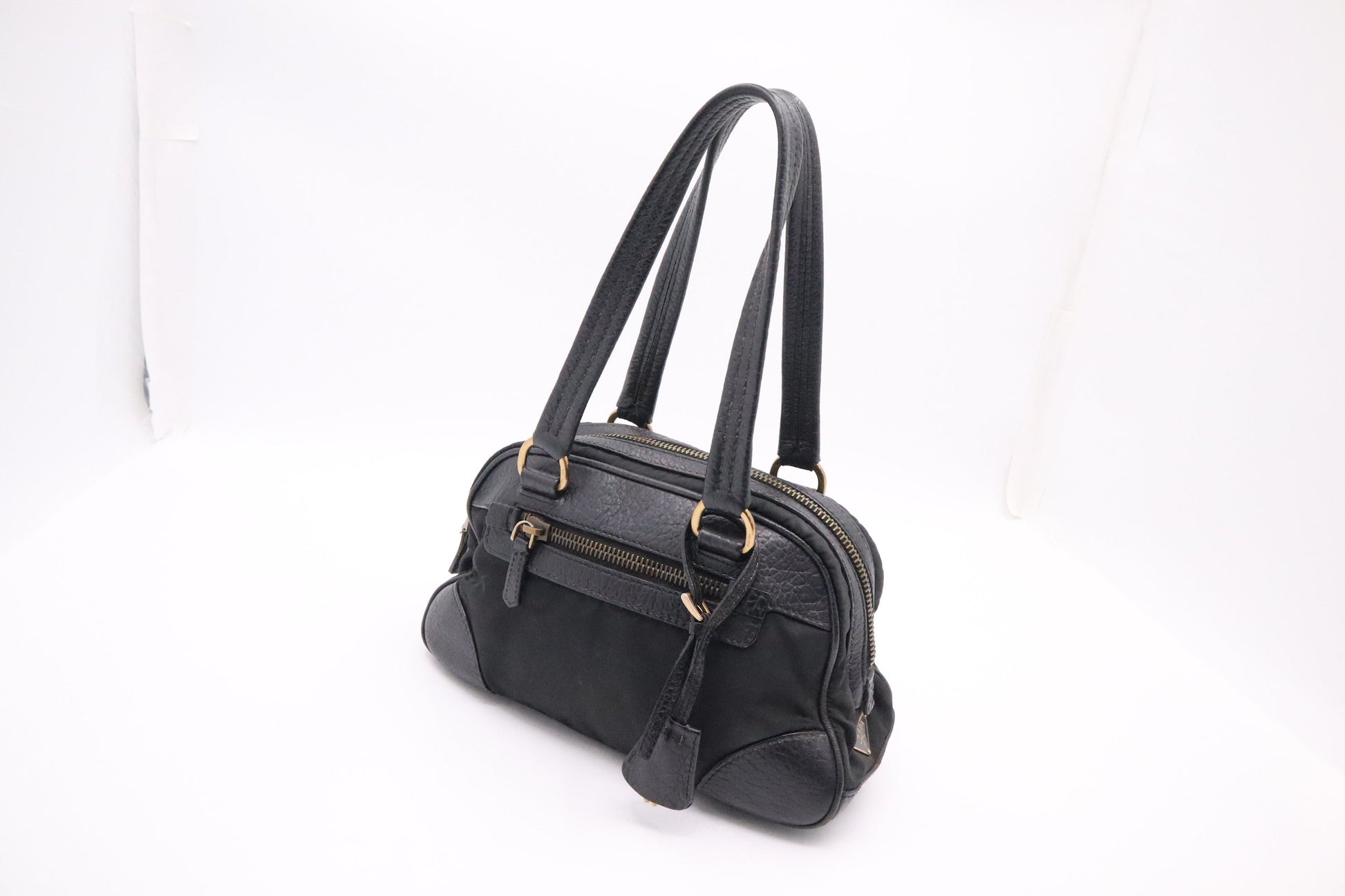 Prada Handbag In And Leather Nylon Travel Bag