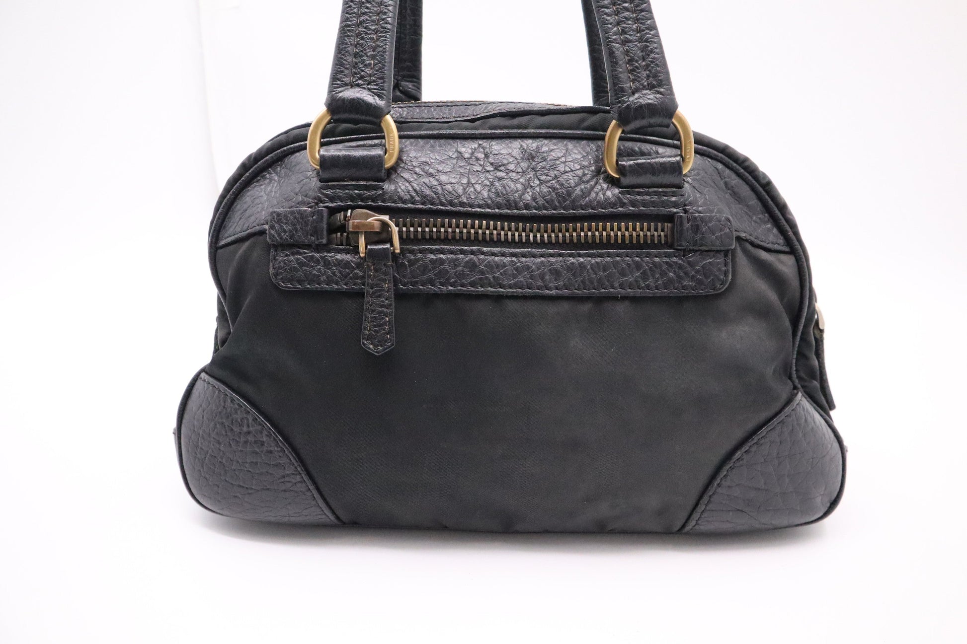 Prada Handbag In And Leather Nylon Travel Bag