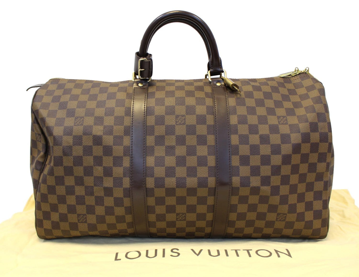 Louis Damier Ebene Keepall Boston Travel Bag
