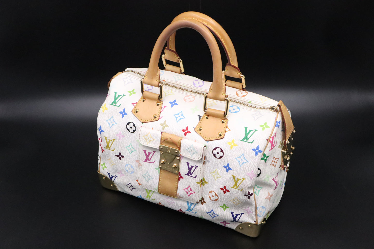 Louis Vuitton Speedy 30 Monogram Multicolor White Canvas Handbag Canvas 1
