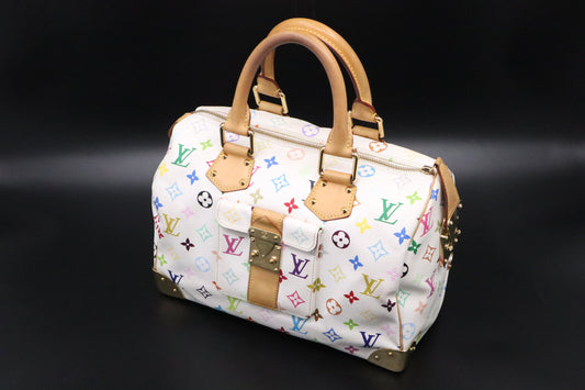Louis Vuitton Speedy 30 Monogram Multicolor White Canvas Handbag Canvas 1