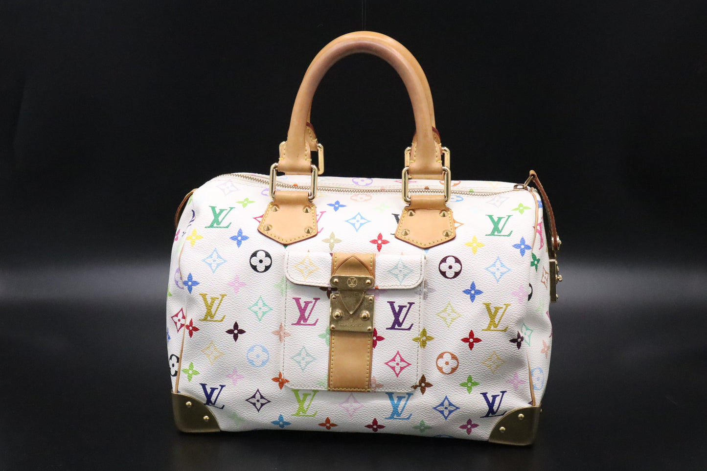 Louis Vuitton Speedy 30 Monogram Multicolor White Canvas Handbag Canvas 1