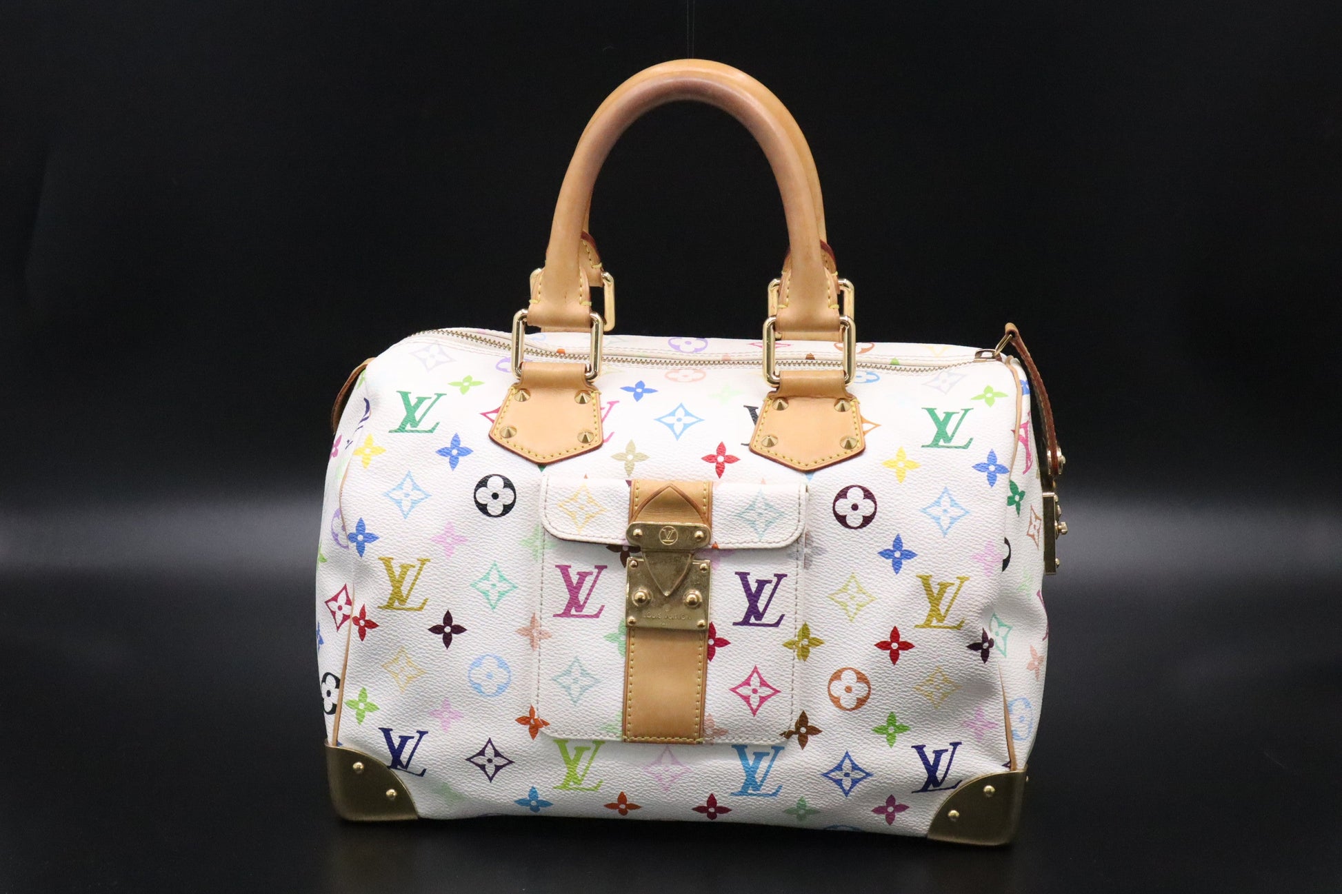 Louis Vuitton Speedy 30 Monogram Multicolor White Canvas Handbag Canvas 1