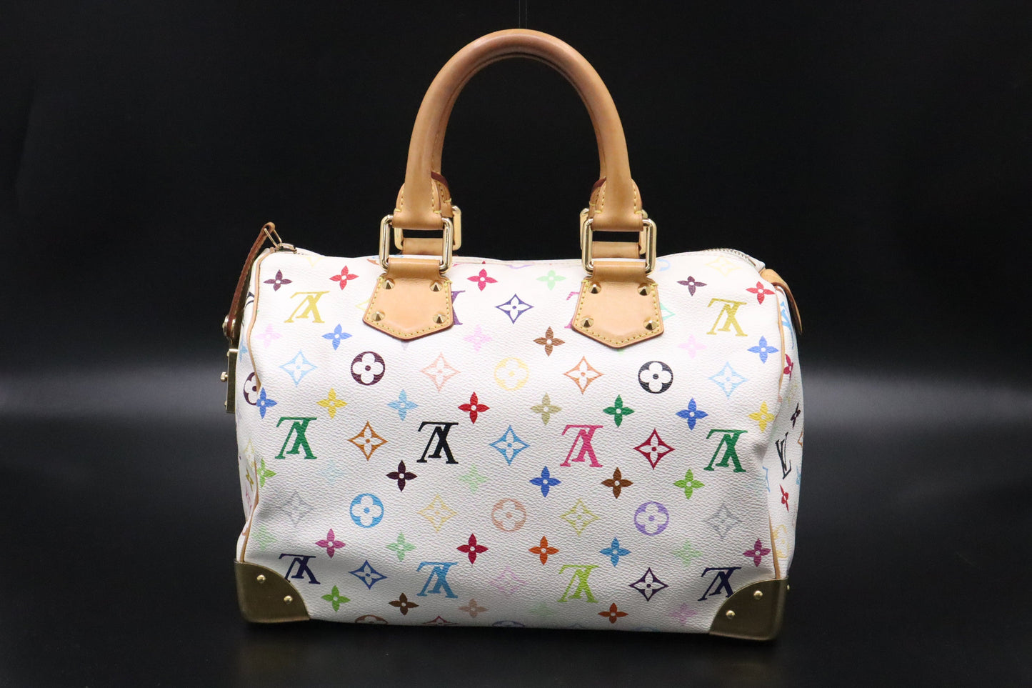 Louis Vuitton Speedy 30 Monogram Multicolor White Canvas Handbag Canvas 1