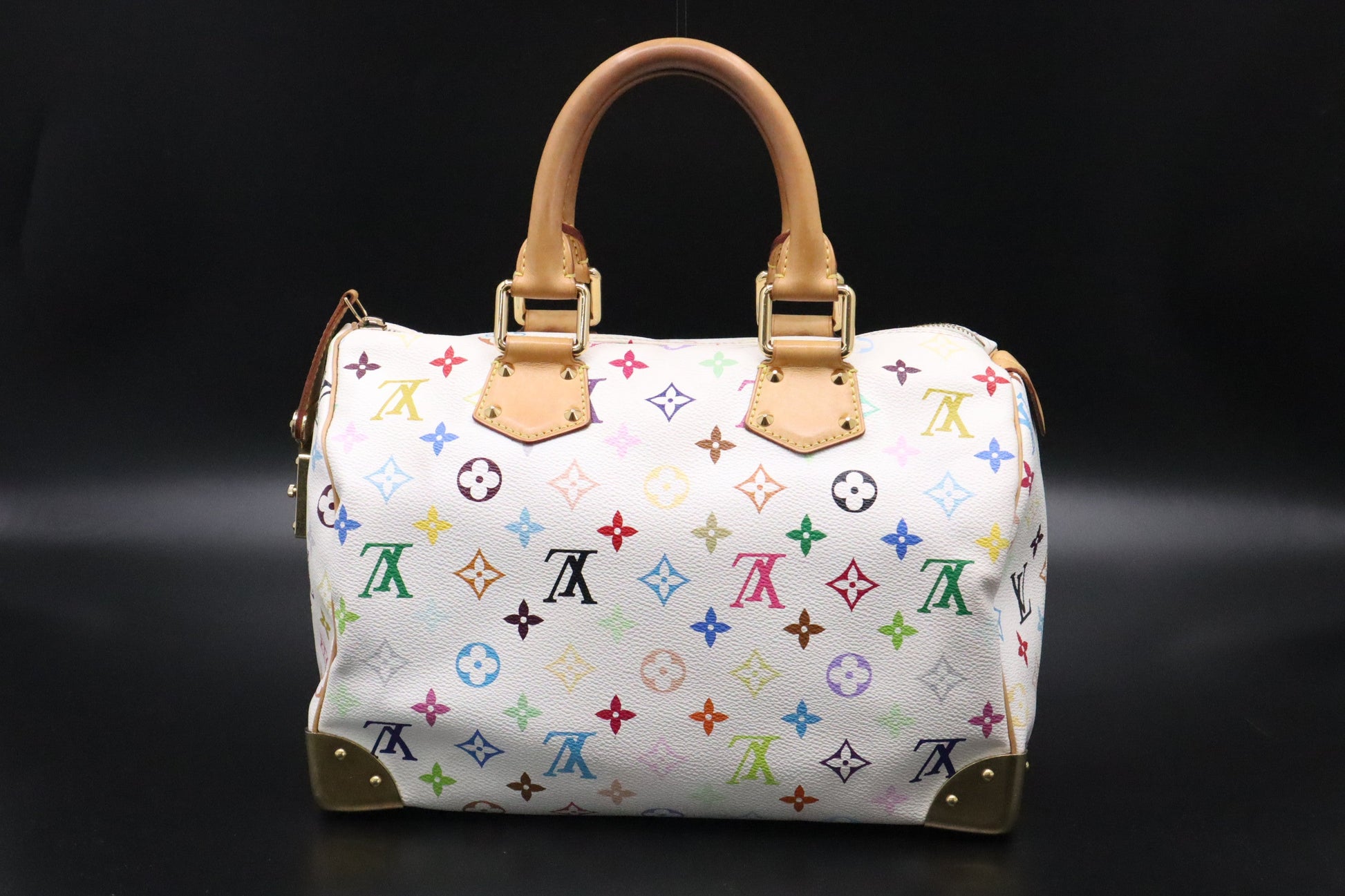 Louis Vuitton Speedy 30 Monogram Multicolor White Canvas Handbag Canvas 1