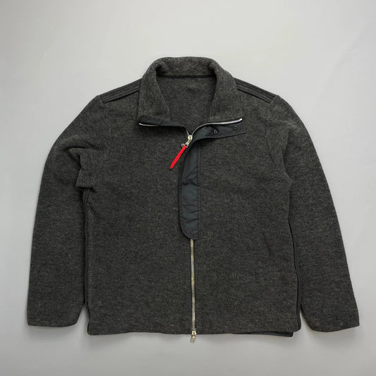 Prada Handbag Sport Grey Wool-Blend Fleece Jacket Gray