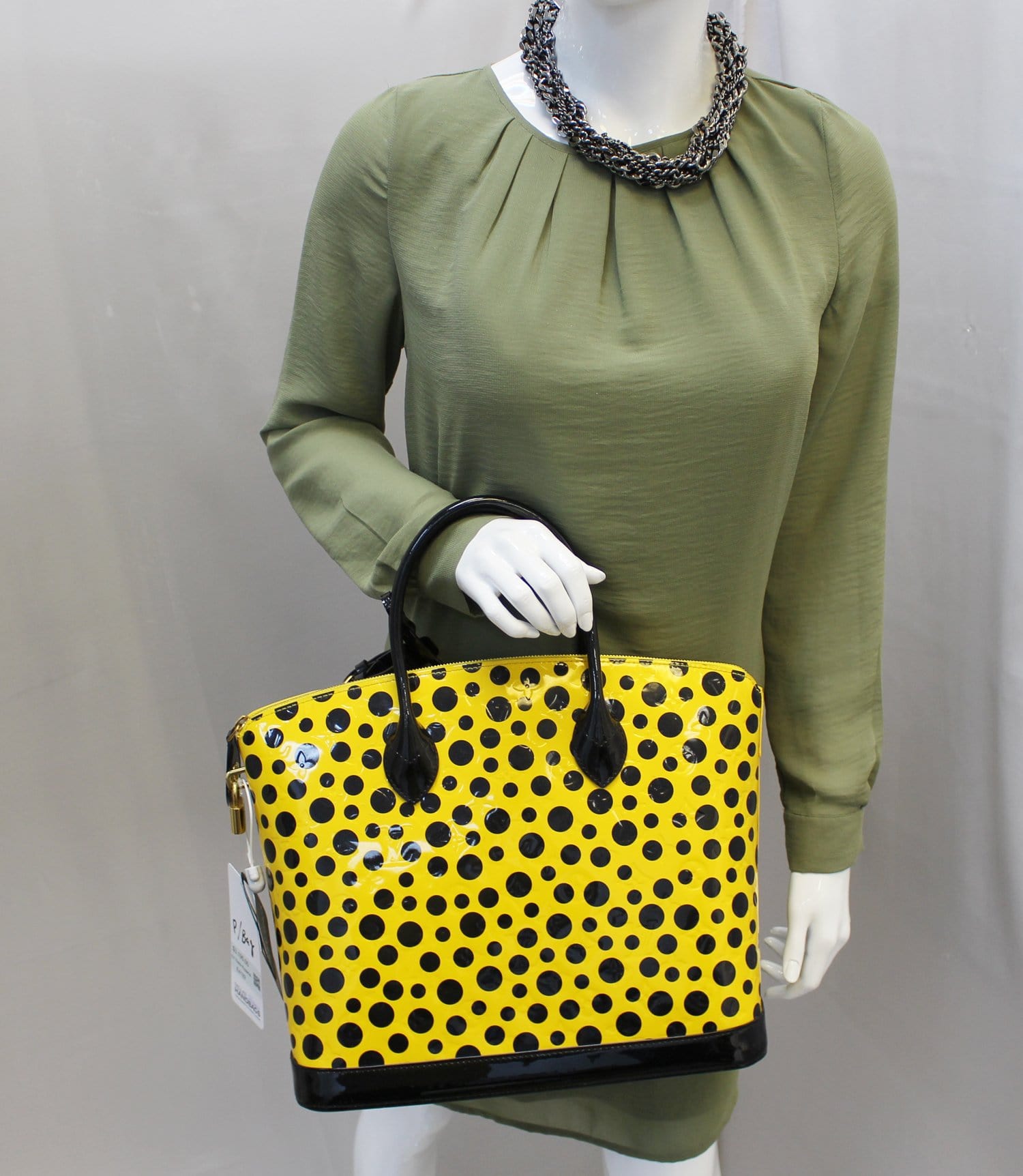 Louis Limited Yayoi Kusama Yellow Vernis Dots Black Travel Bag