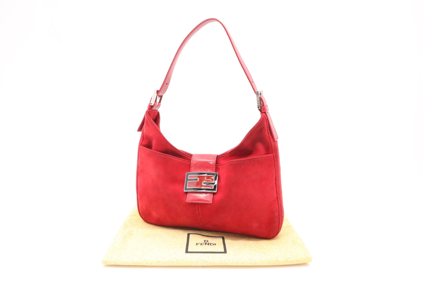 Fendi Shoulder Bag In Suede Red