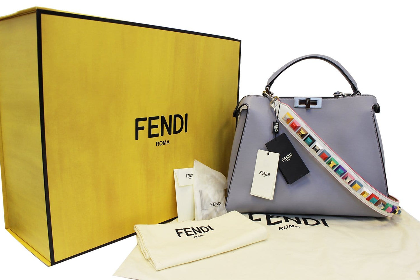 Fendi Peekaboo Essential Slate And Dark Shoulder Handbag Leather Blue Shoulder Bag