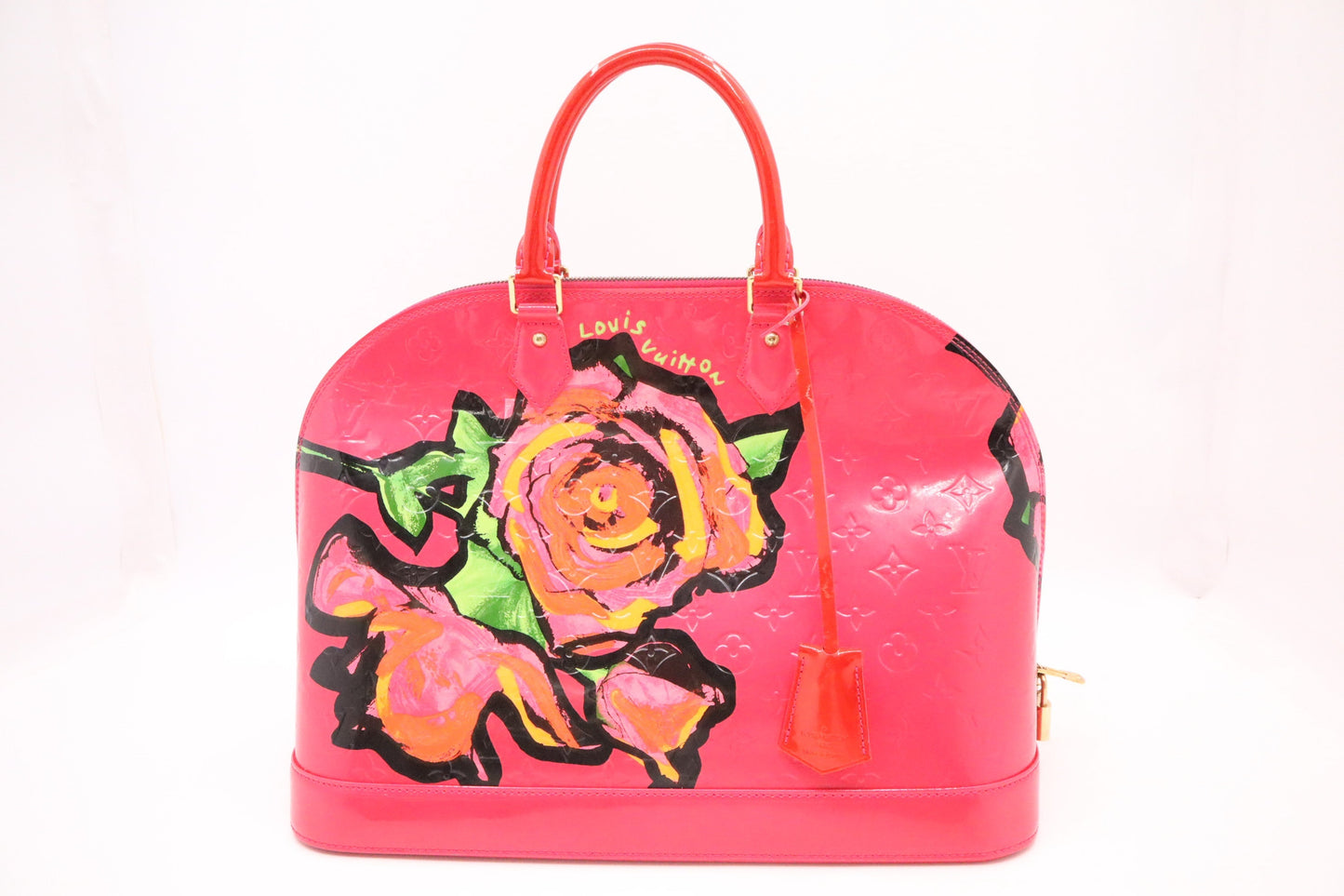 Louis Vuitton x Stephen Spro Alma Roses Pink GM Leather Vernis Handbag