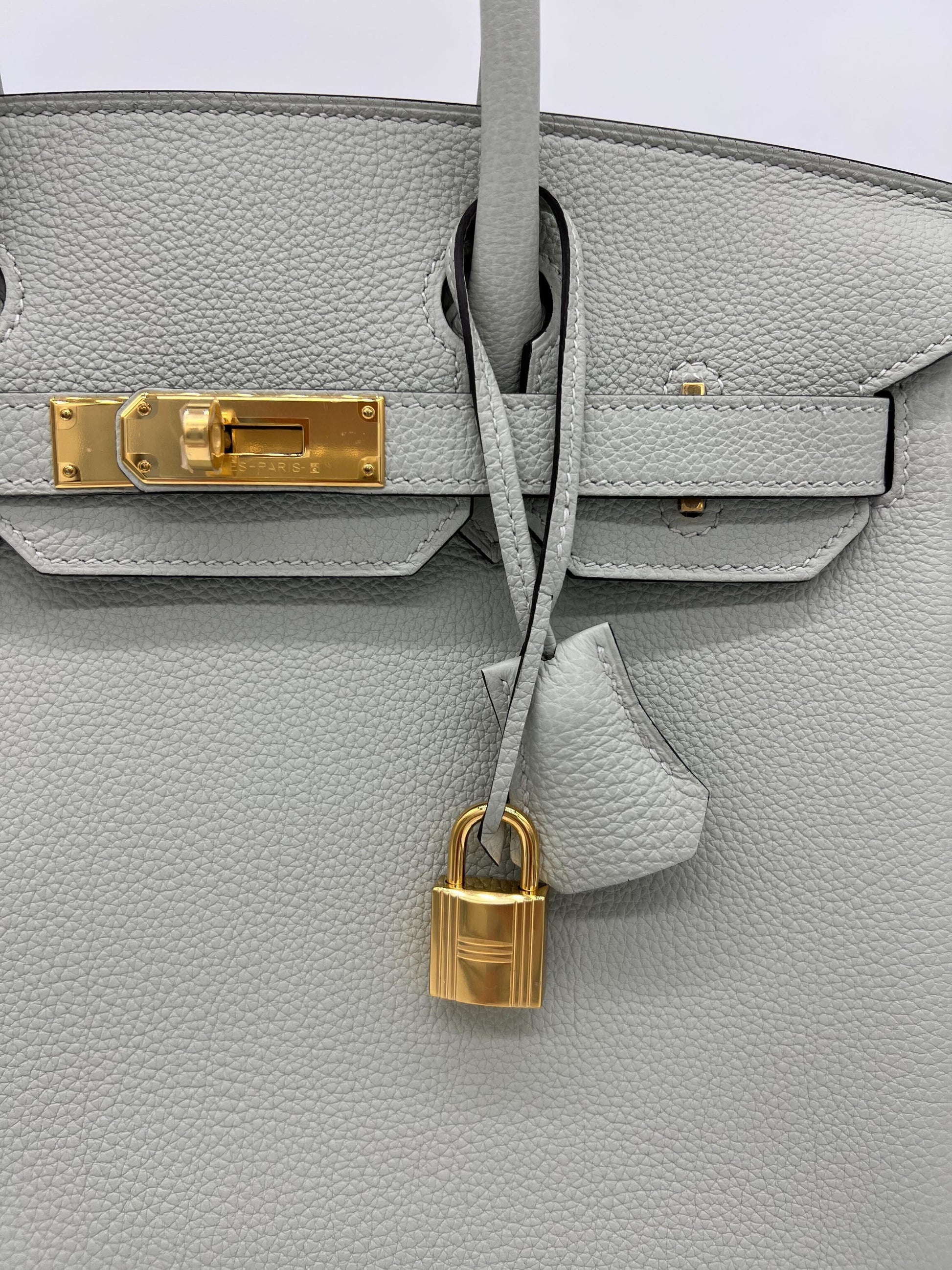 Gucci Hermes Birkin Veau Togo Gris Neve Hardware Handbag Gold Travel Bag