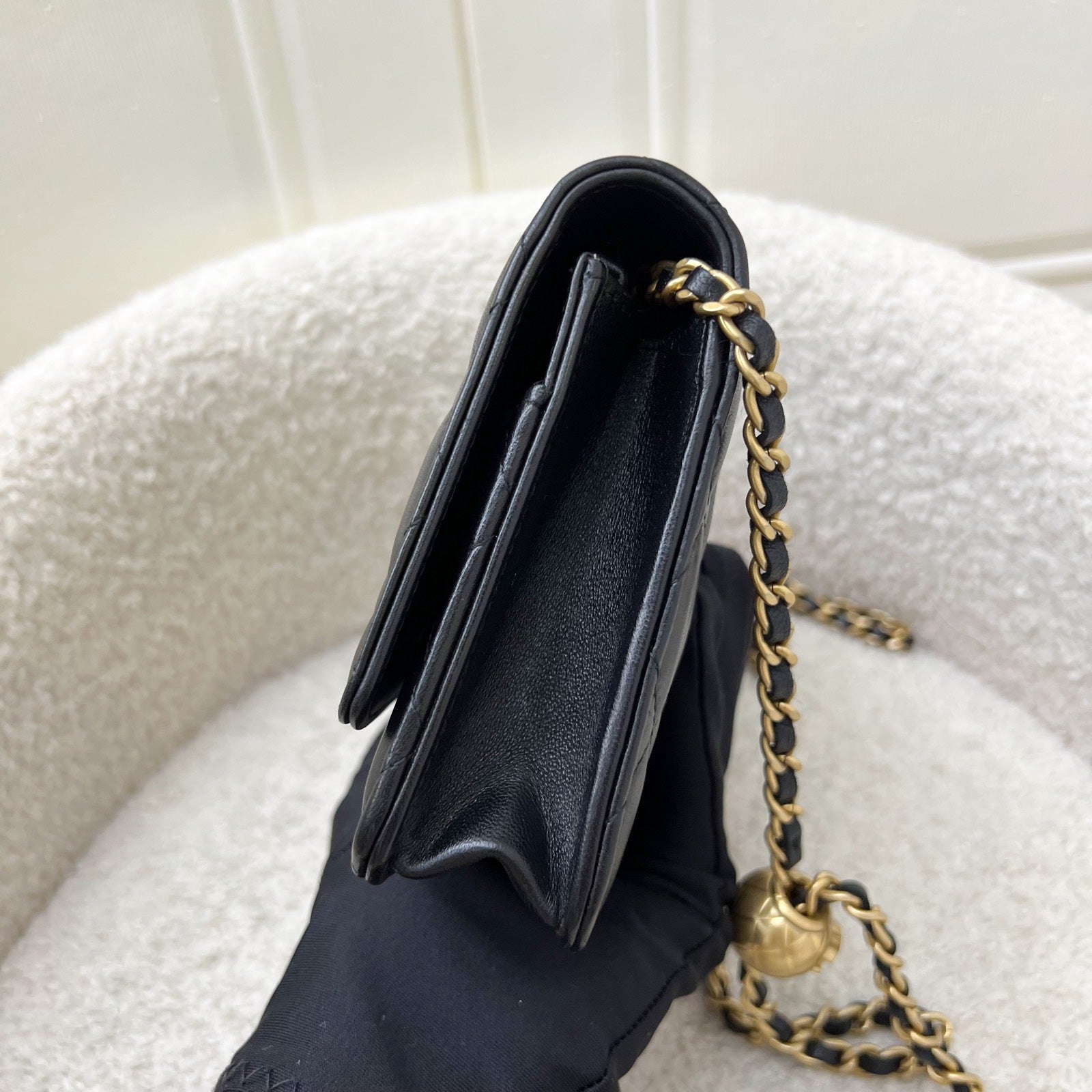 Chanel Pearl Crush Wallet on Chain WOC in Black Lambskin and Aghw ( ) Handbag