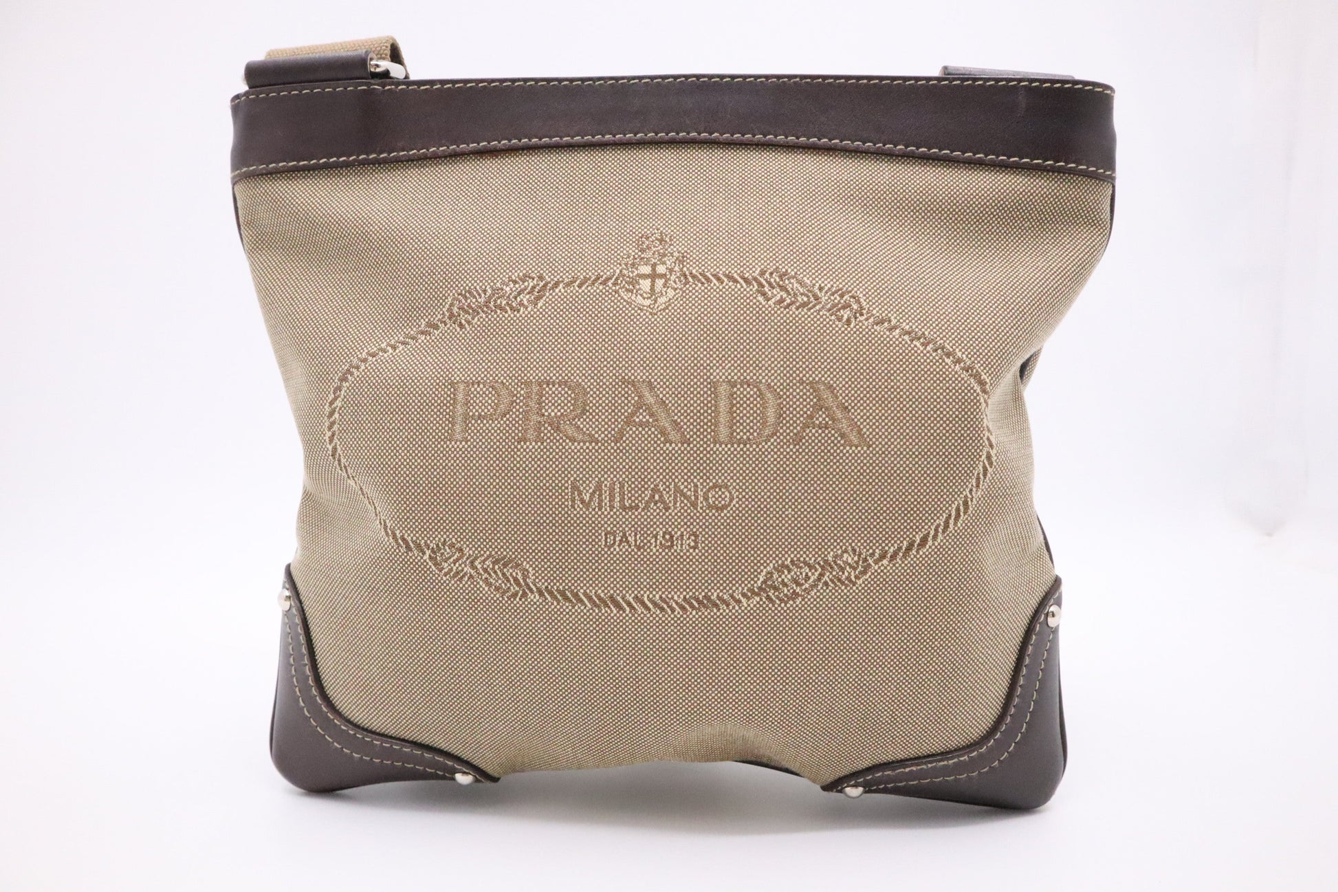 Prada Crossbody Bag In Light Canvas Brown