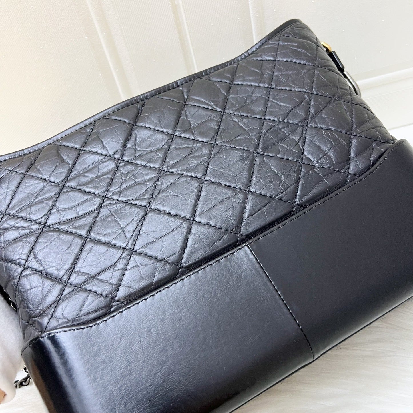 Chanel Medium (new Large) Gabrielle in Black Distressed Calfskin and 3 Tone Hw Handbag