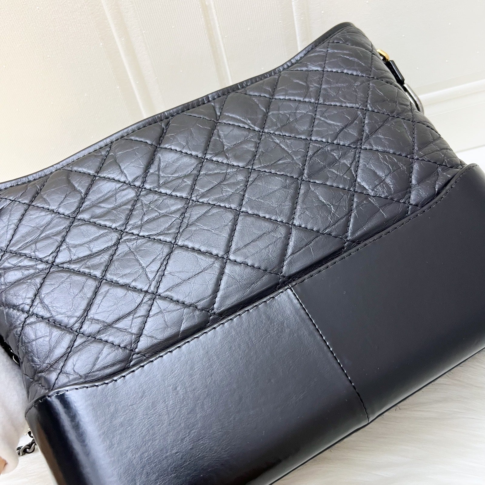Chanel Medium (New Large) Gabrielle In Black Distressed Calfskin And 3 Tone Hw Bag