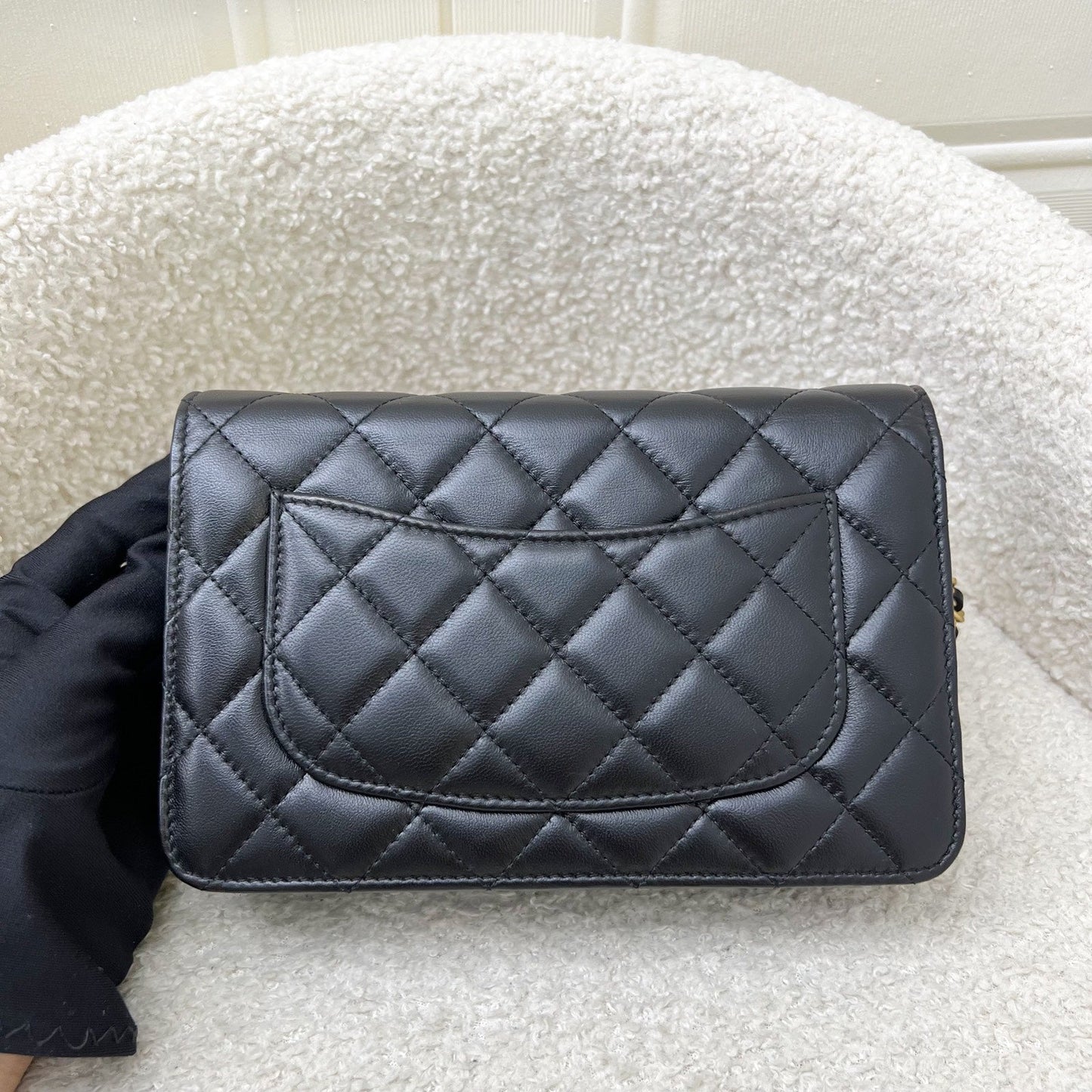 Chanel Pearl Crush Wallet on Chain WOC in Black Lambskin and Aghw ( ) Handbag