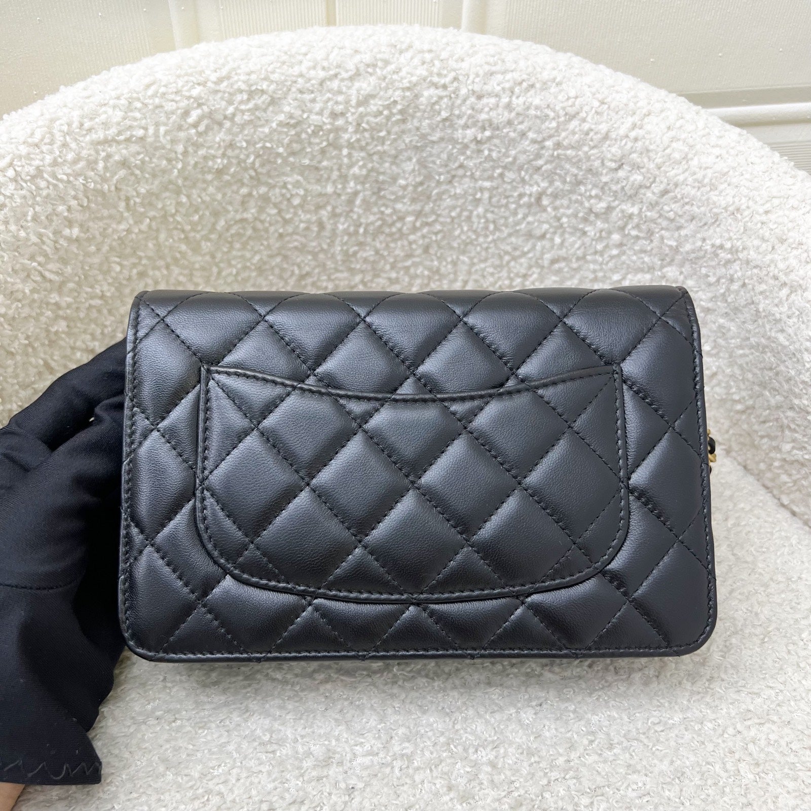 Chanel Pearl Crush Wallet on Chain WOC in Black Lambskin and Aghw ( ) Handbag