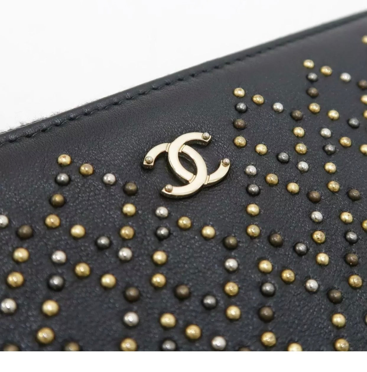 Chanel O Quilted Lambskin Clutch Bag